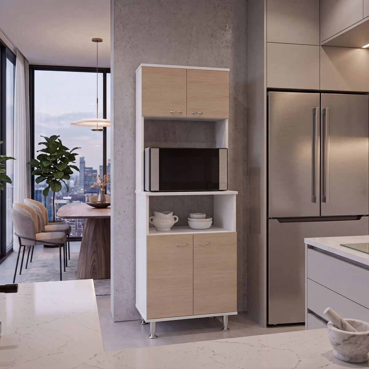 Mueble Alacena Fenix Rta Blanco + Rovere N/A