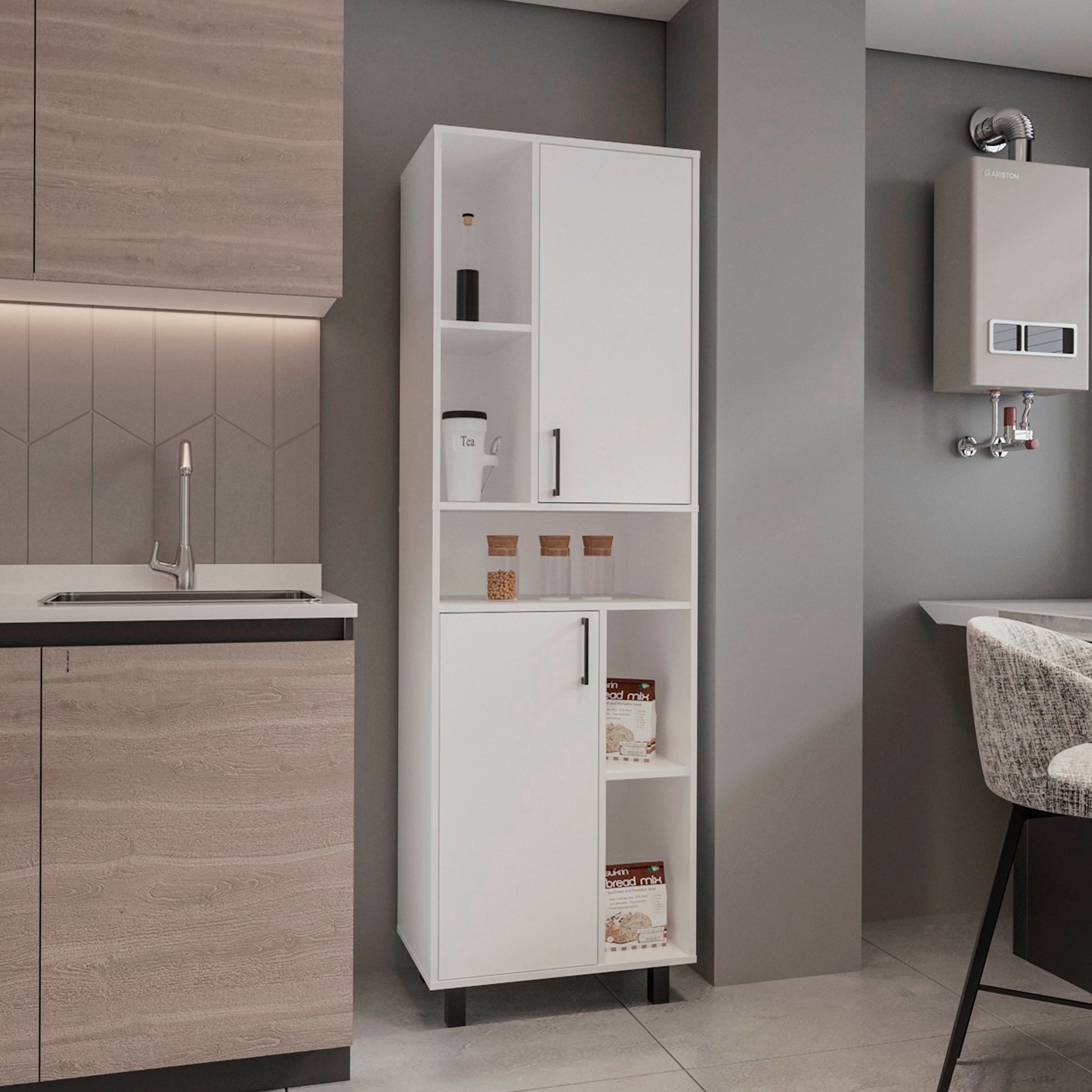 Mueble Alacena Bryce 190X60X39 Rta Blanco Mqz Zf