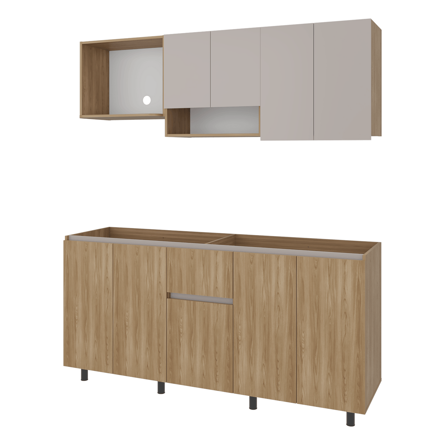 Cocina Frank Para Mesón Derecho 200X180X50 Rta Fresno Eu Capri