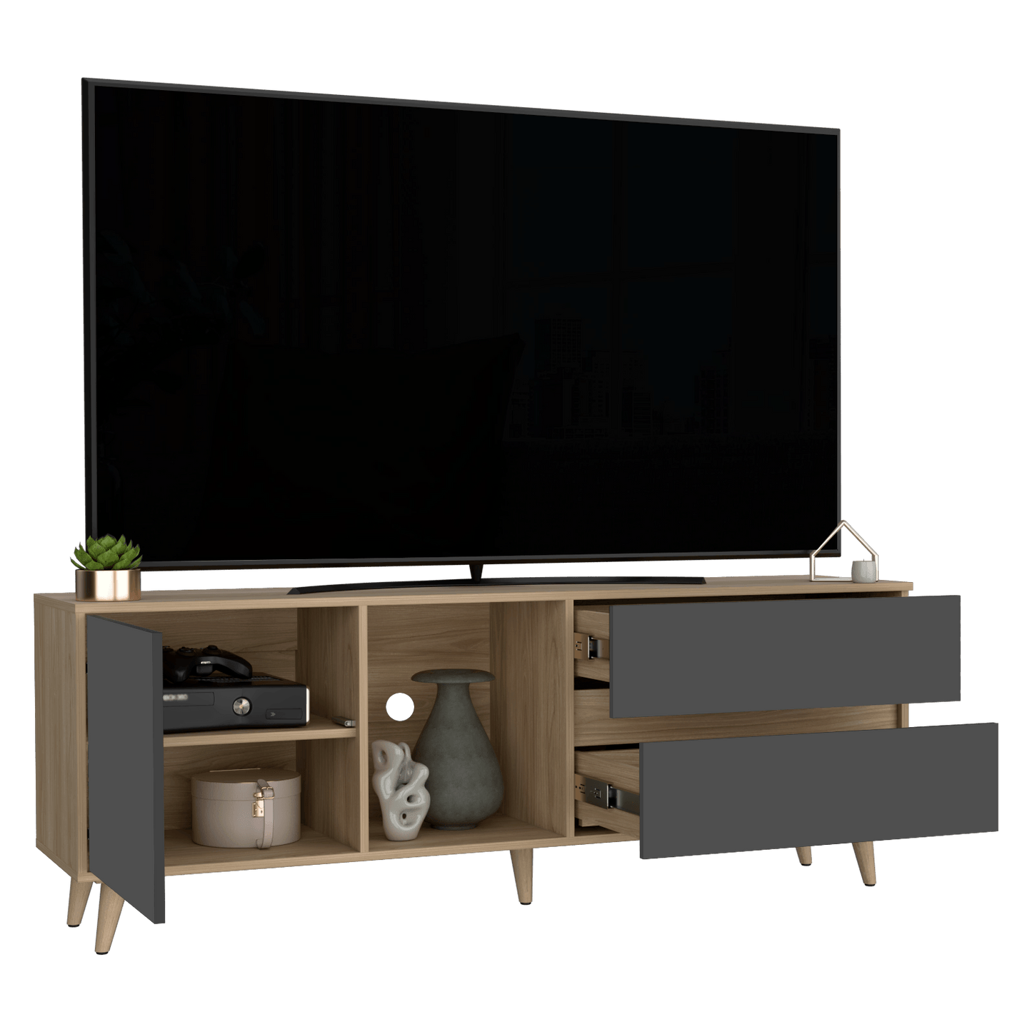 Rack Para Tv Salem 58X158X38 Rta Fresno Plomo