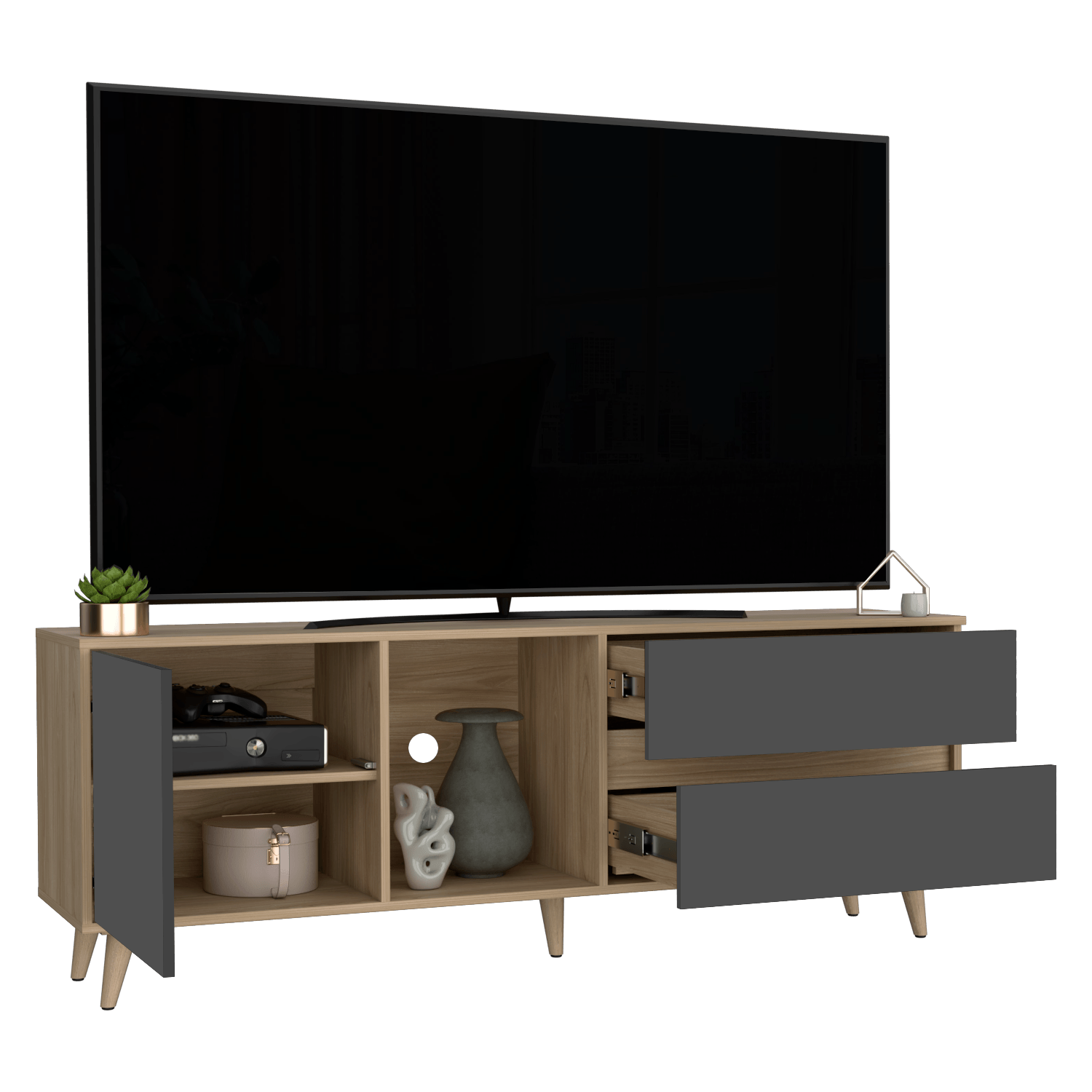 Rack Para Tv Salem 58X158X38 Rta Fresno Plomo
