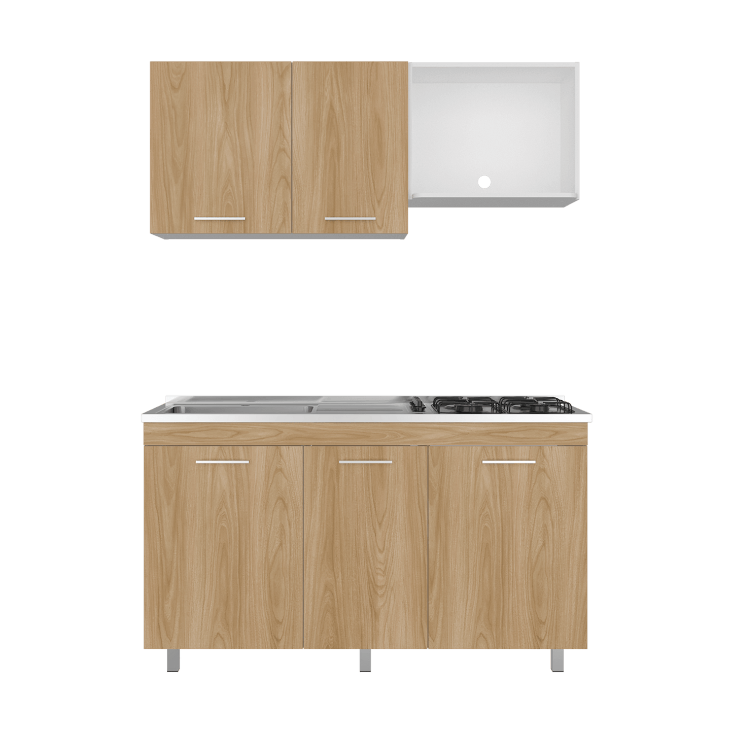 Cocina Miro 150 Izquierdo 60X150X40 Rta Blanco Fresno