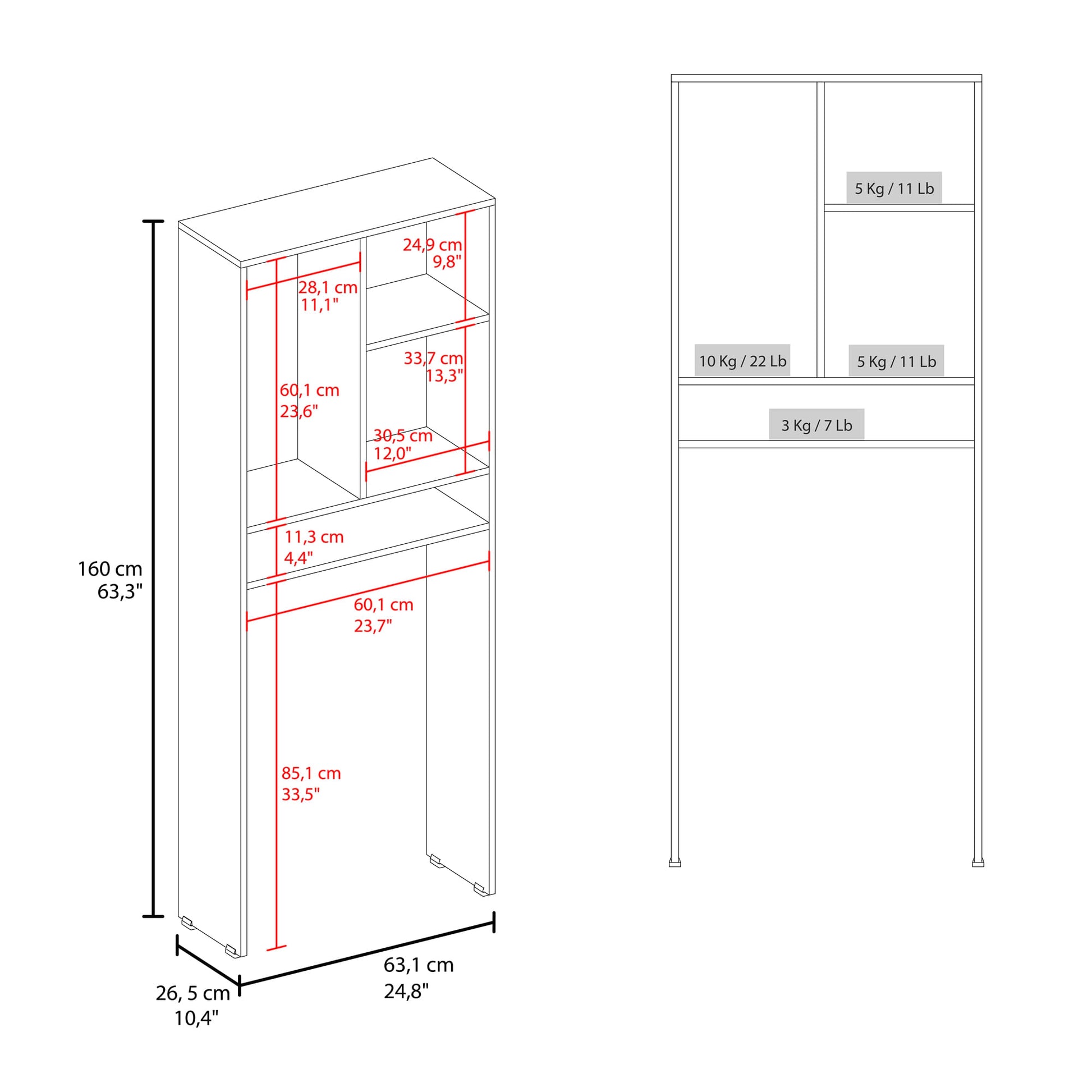 Optimizador De Baño Bath 1 Puerta 160X63X26 Rta Blanco