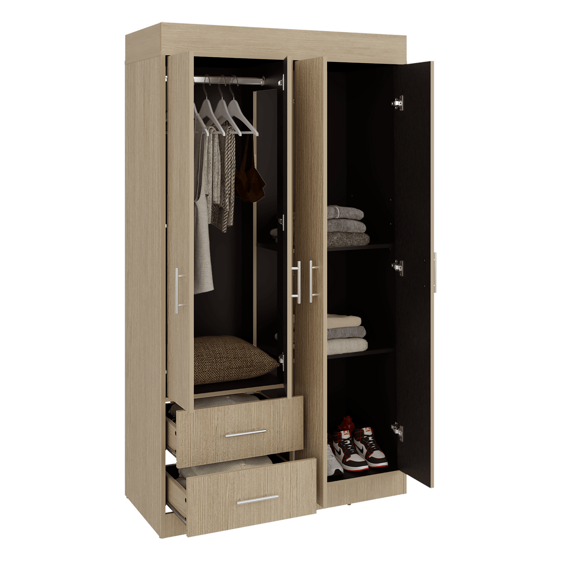 Closet Houston 4 Puertas 2 Cajones 180X100X47 Rta Cartagena Wengue