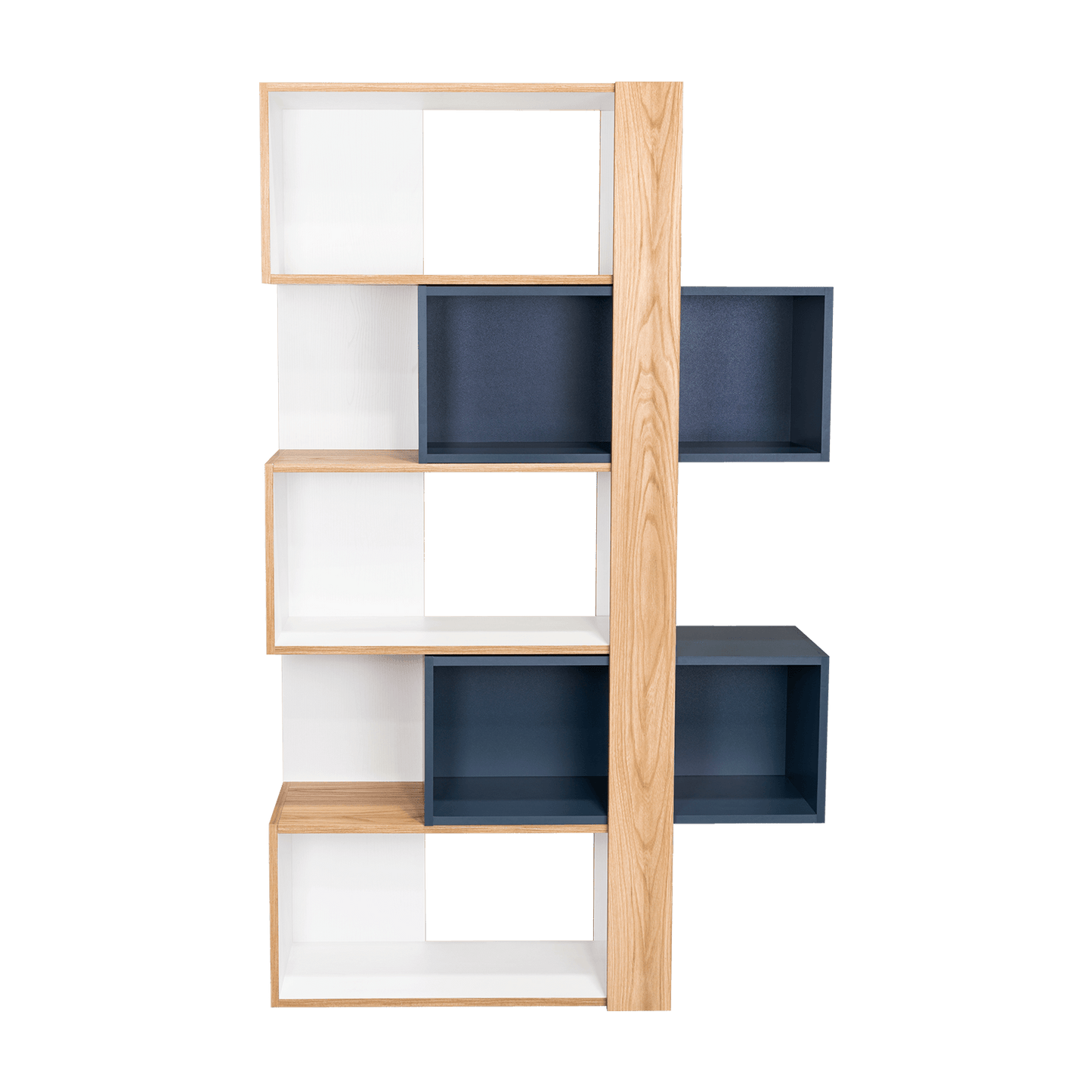Biblioteca Beijing  161X70X28 Rta Fresno/Blanco + Azul