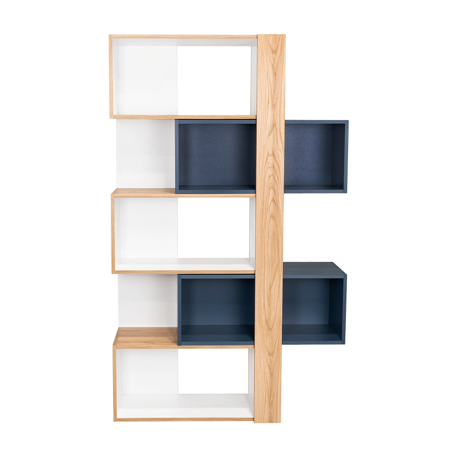 Biblioteca Beijing  161X70X28 Rta Fresno/Blanco + Azul