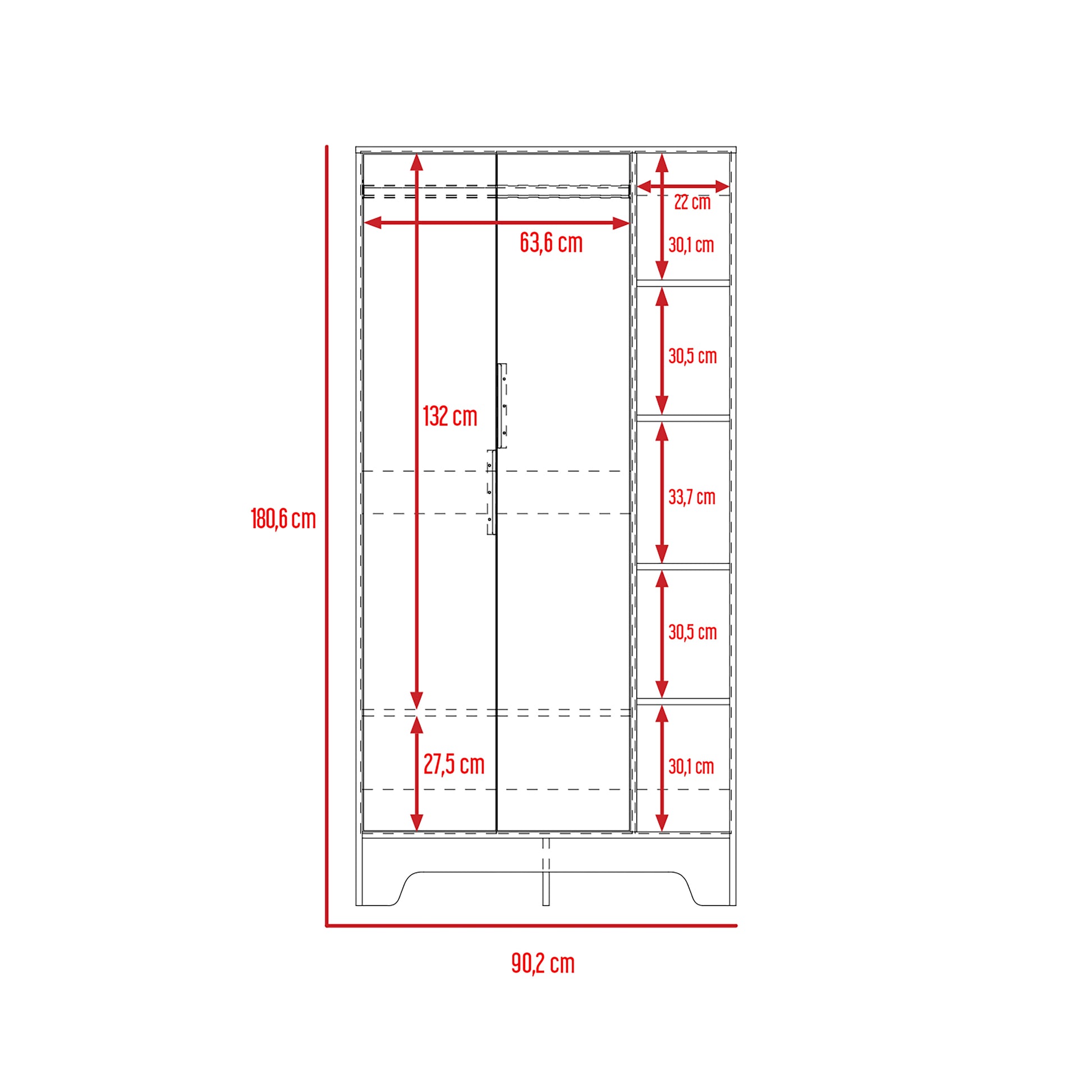 Closet Logan 180 X 90 X 50 Rta Duna + Blanco