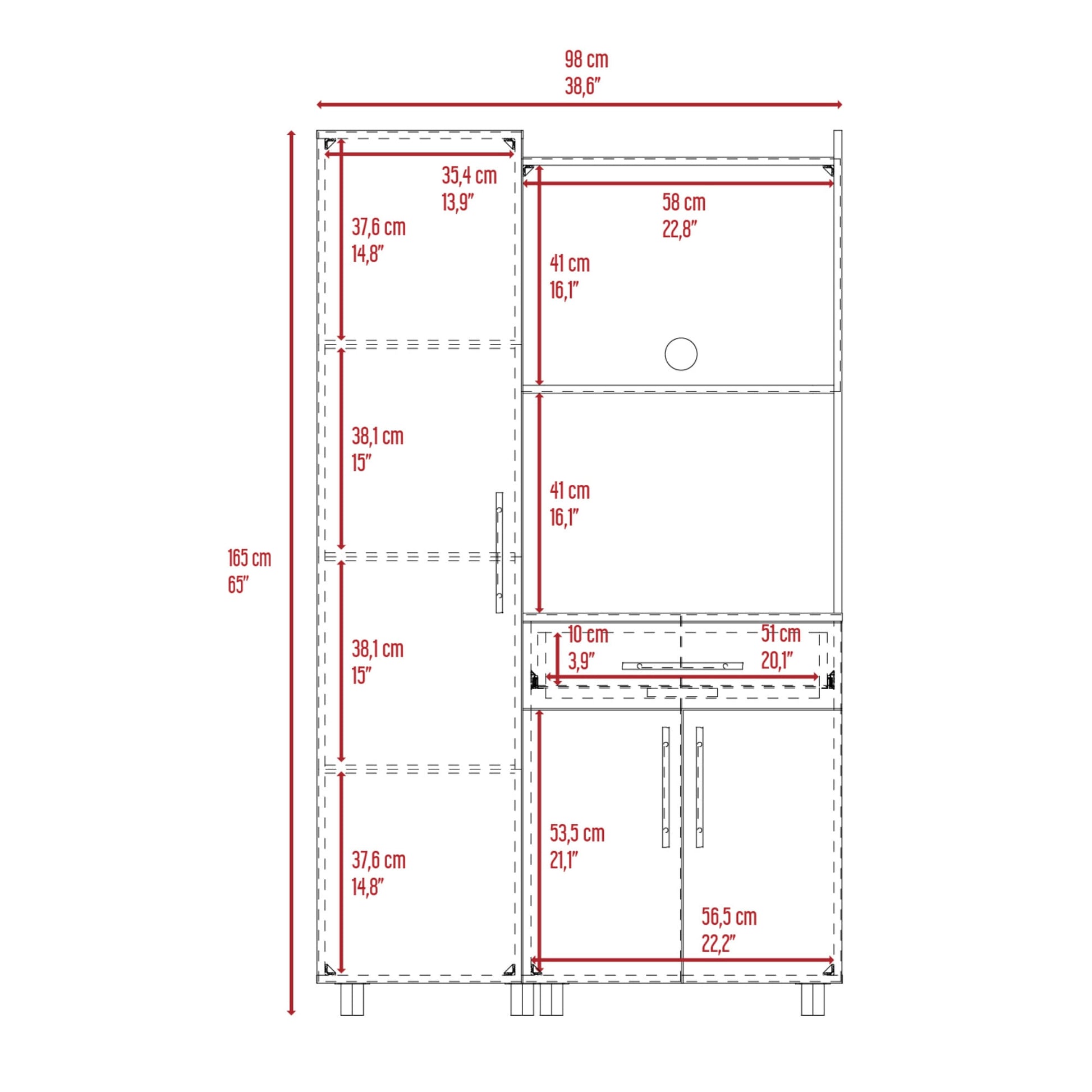 Alacena Pantress 165X98X45 Rta Blanco