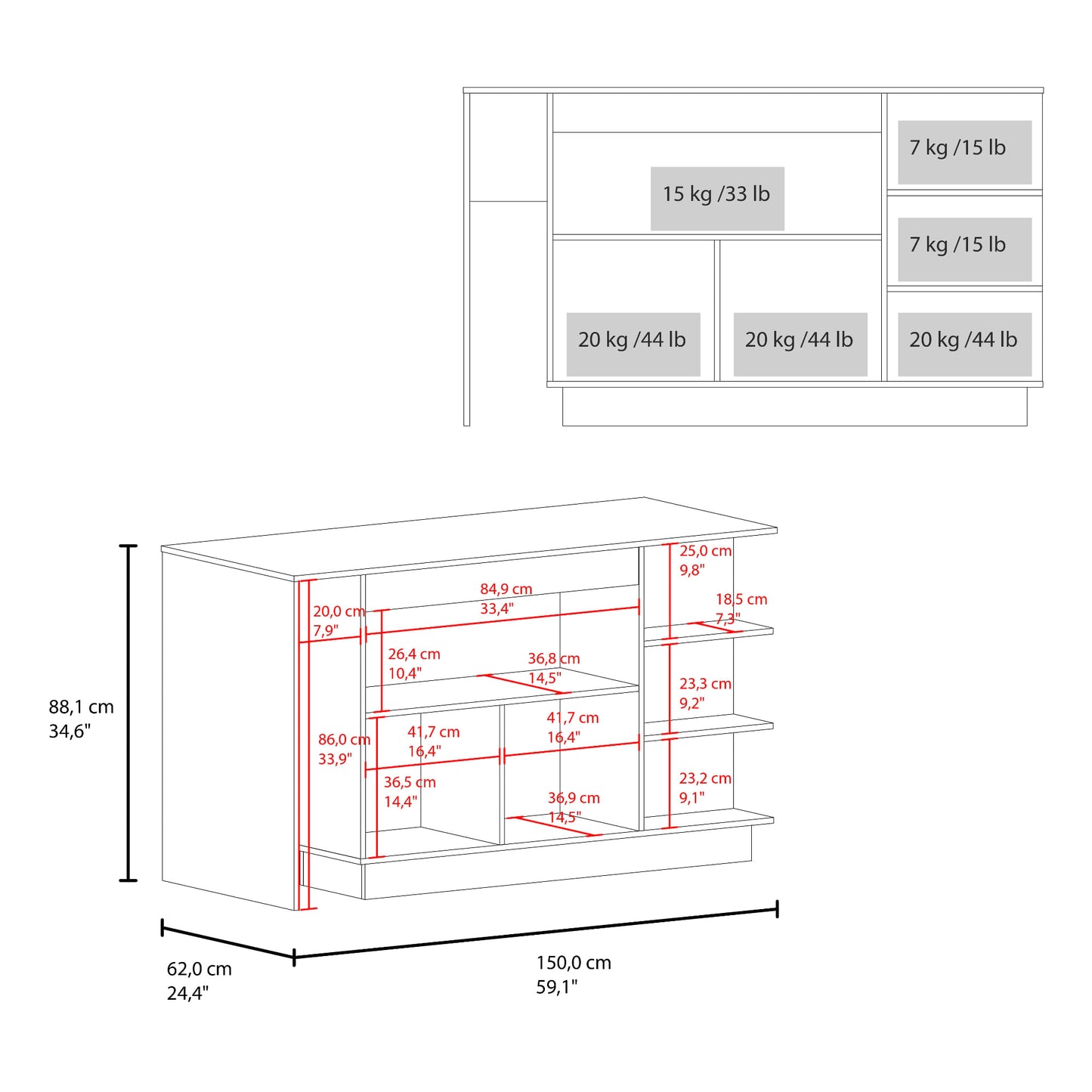 Barra De Cocina Lumina 89X150X62 Rta Wengue Fresno Zf