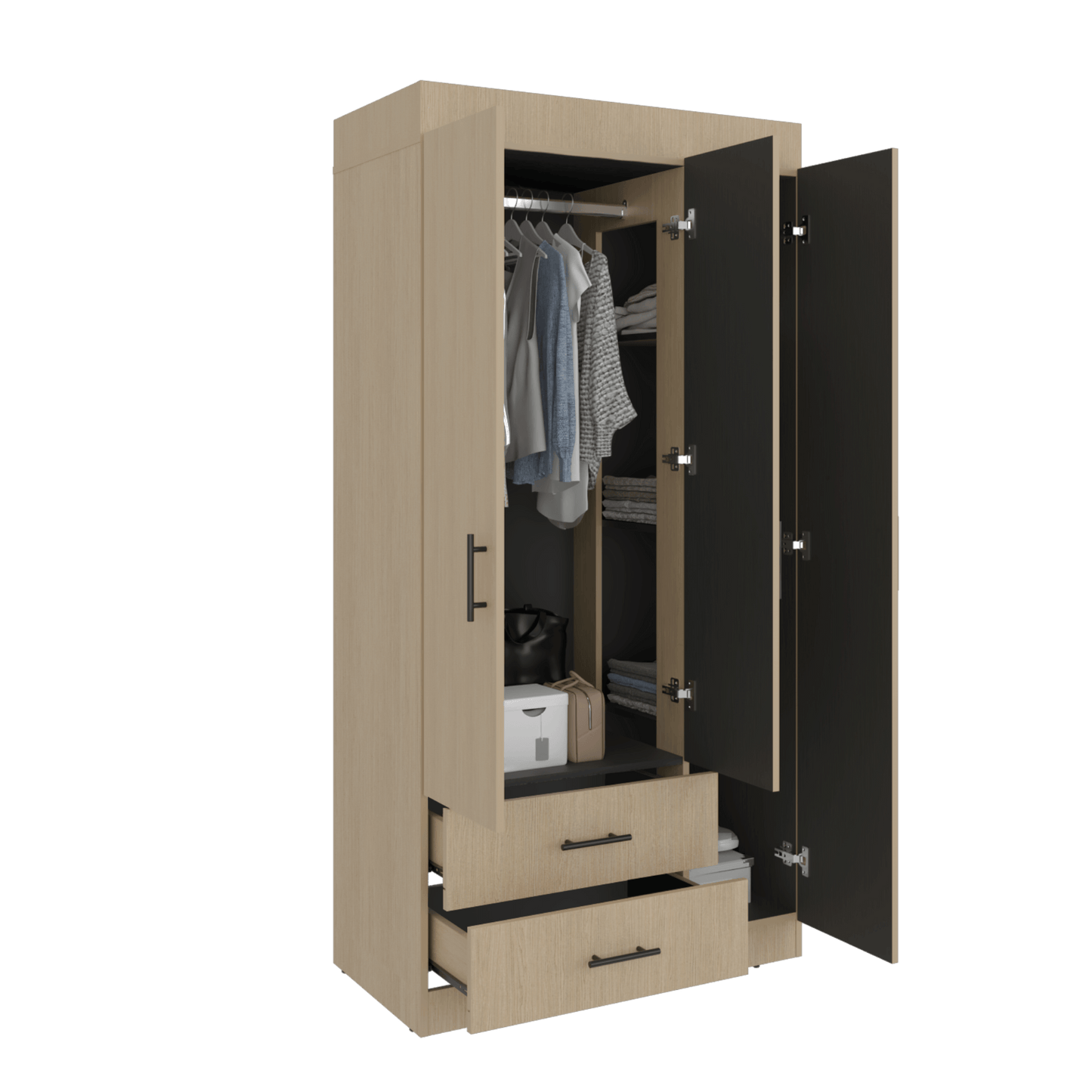 Closet Houston 3 Puertas 2 Cajones 180X90X47 Rta Cartagena Wengue