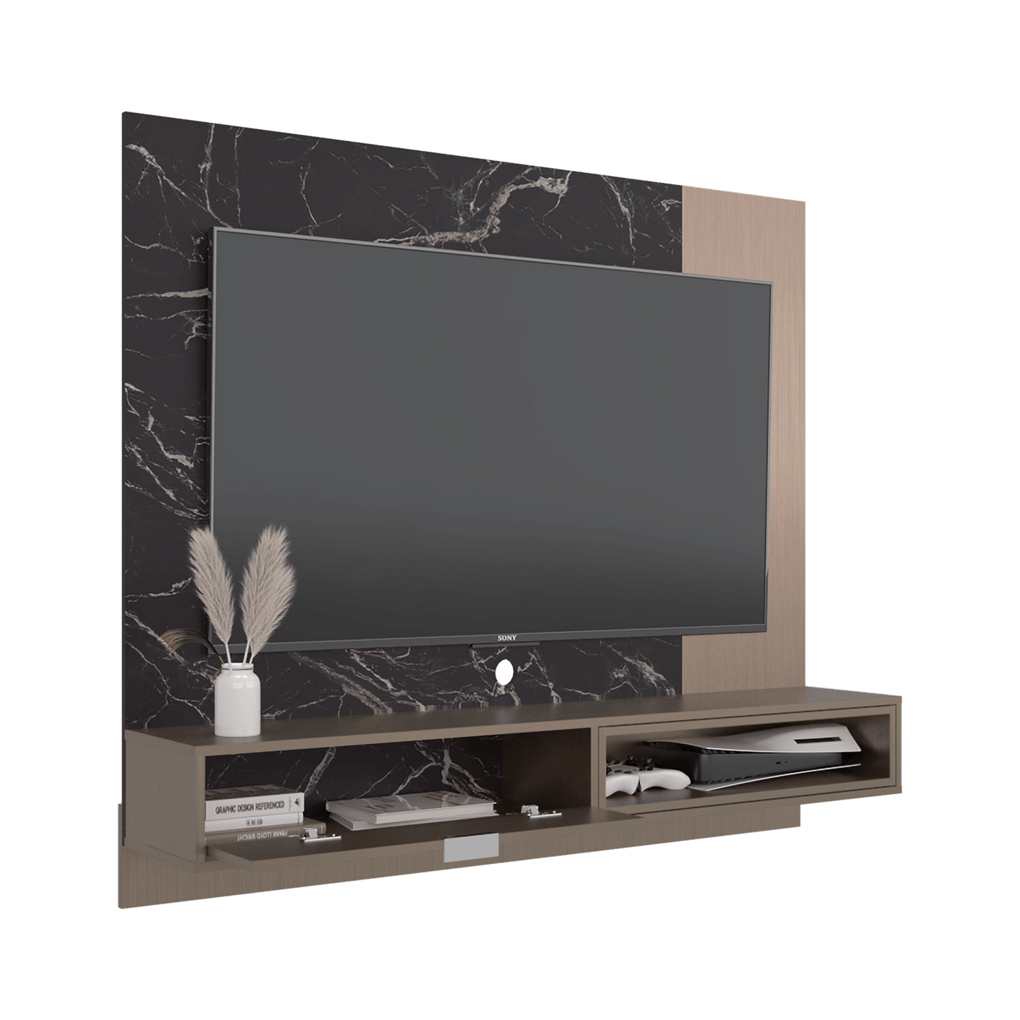 Panel De Tv Funes 130X150X33 Rta Mamba Ambar