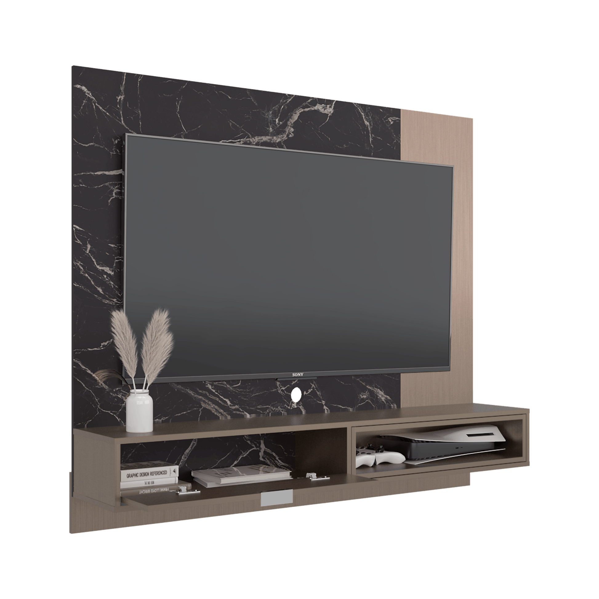 Panel De Tv Funes 130X150X33 Rta Mamba Ambar