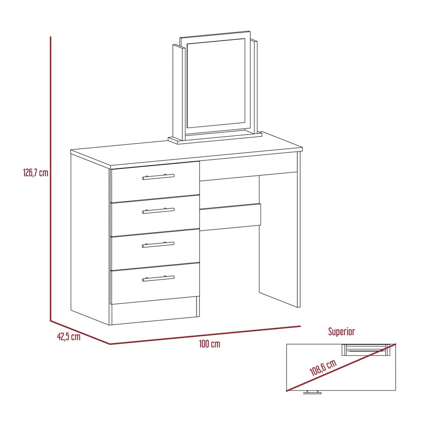 Mueble Tocador Kaia Rta Rovere + Blanco