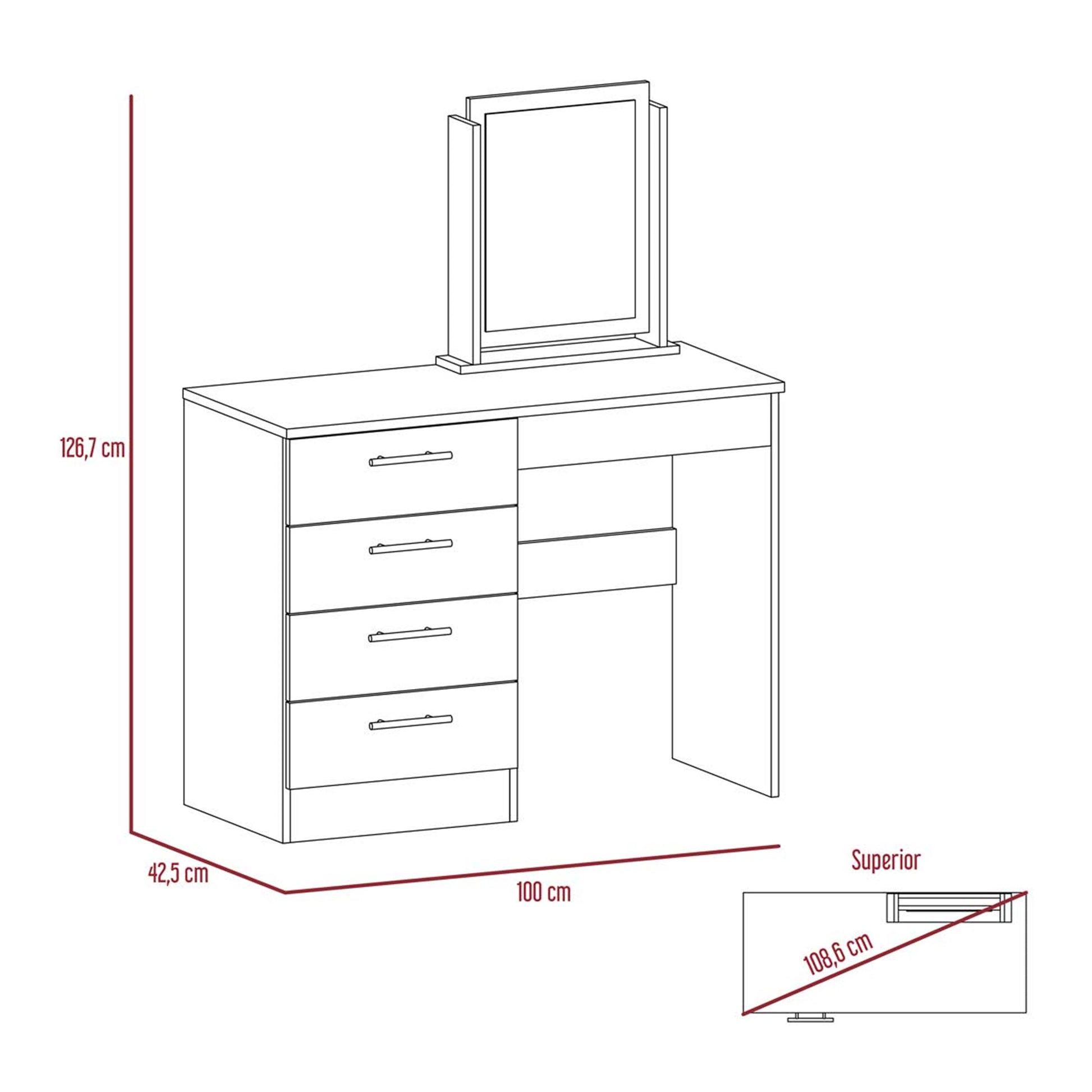 Mueble Tocador Kaia Rta Rovere + Blanco