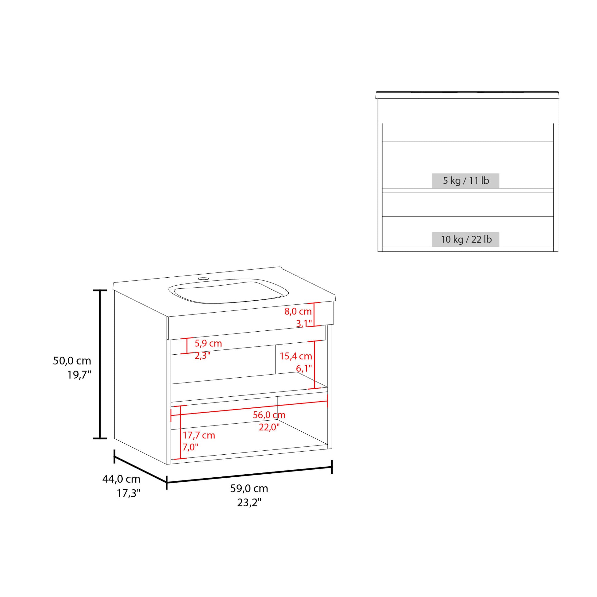 Mueble De Baño Chaux 60 50X59X44 Rta Wengue Zf