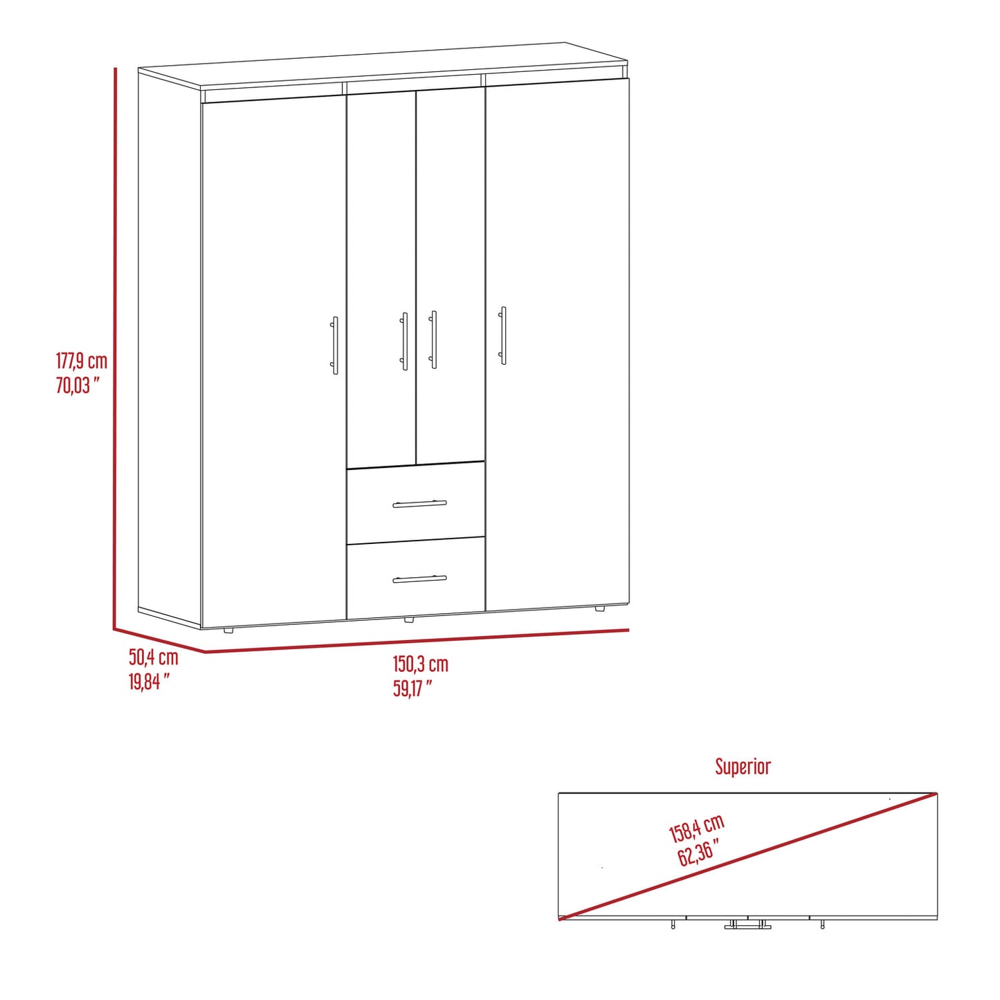 Closet Bariloche Eco 150 Fresno Blanco Rta