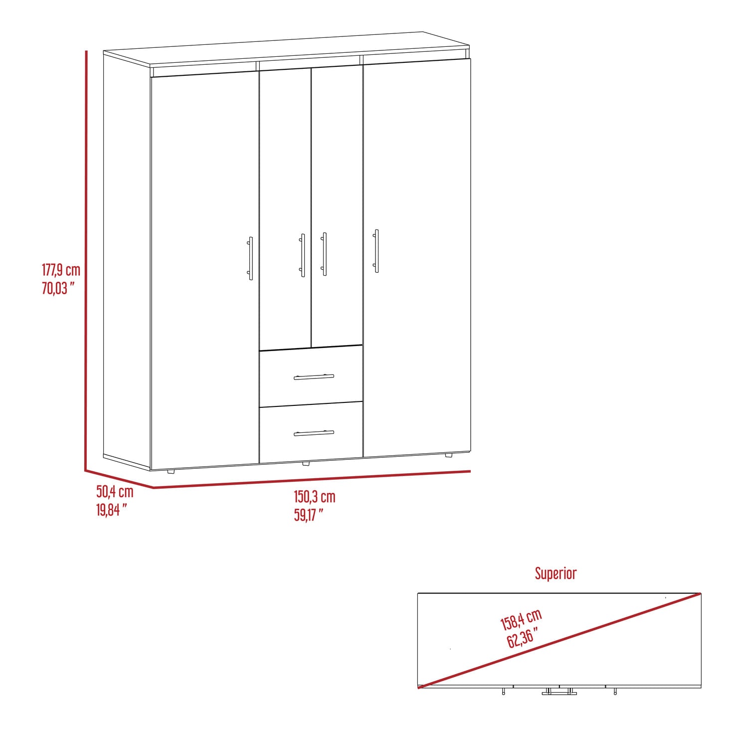Closet Bariloche Eco 150 Fresno Blanco Rta