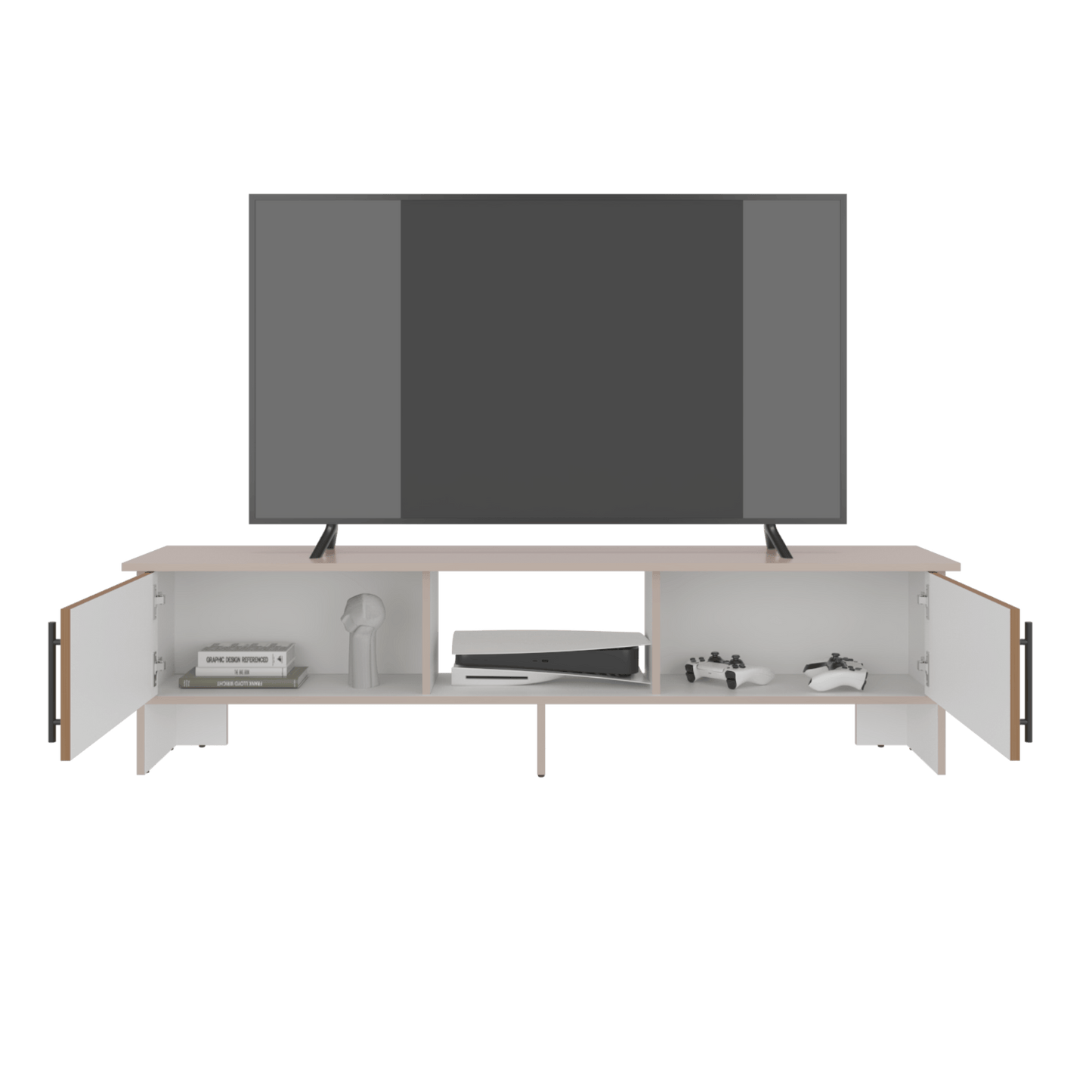 Rack De Tv Dago 41X160X35 Rta Capri Blanco Fresno Eu