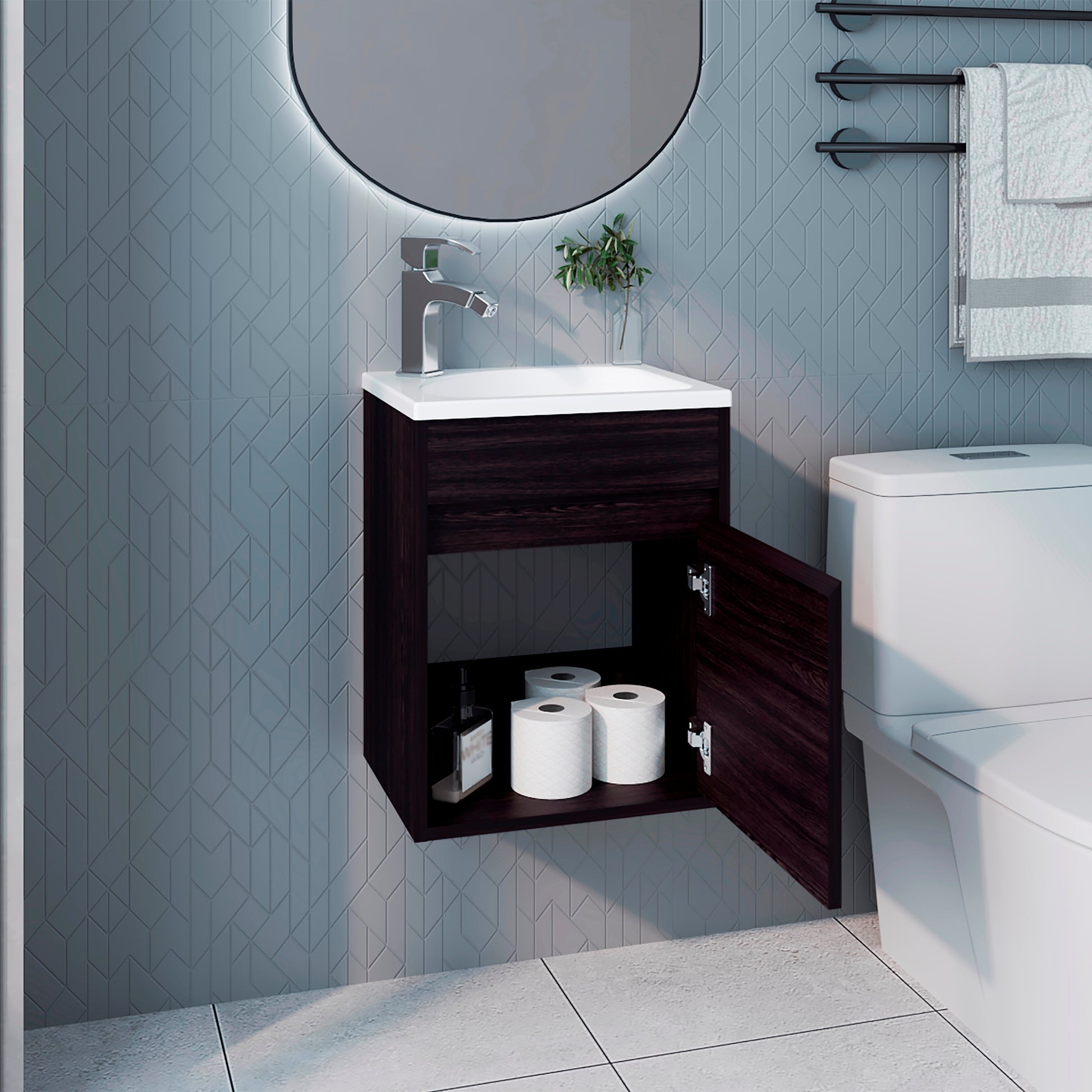 Mueble De Baño Furman 49X39X32 Rta Wengue Zf