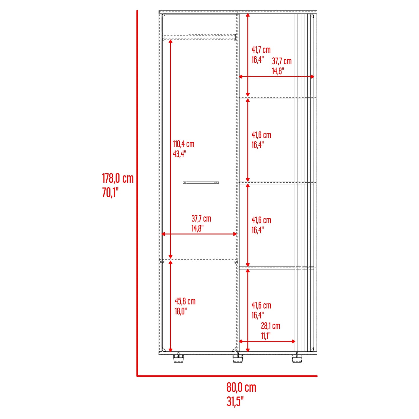 Closet Vance 178X80X52 Rta Fresno Eu Capri