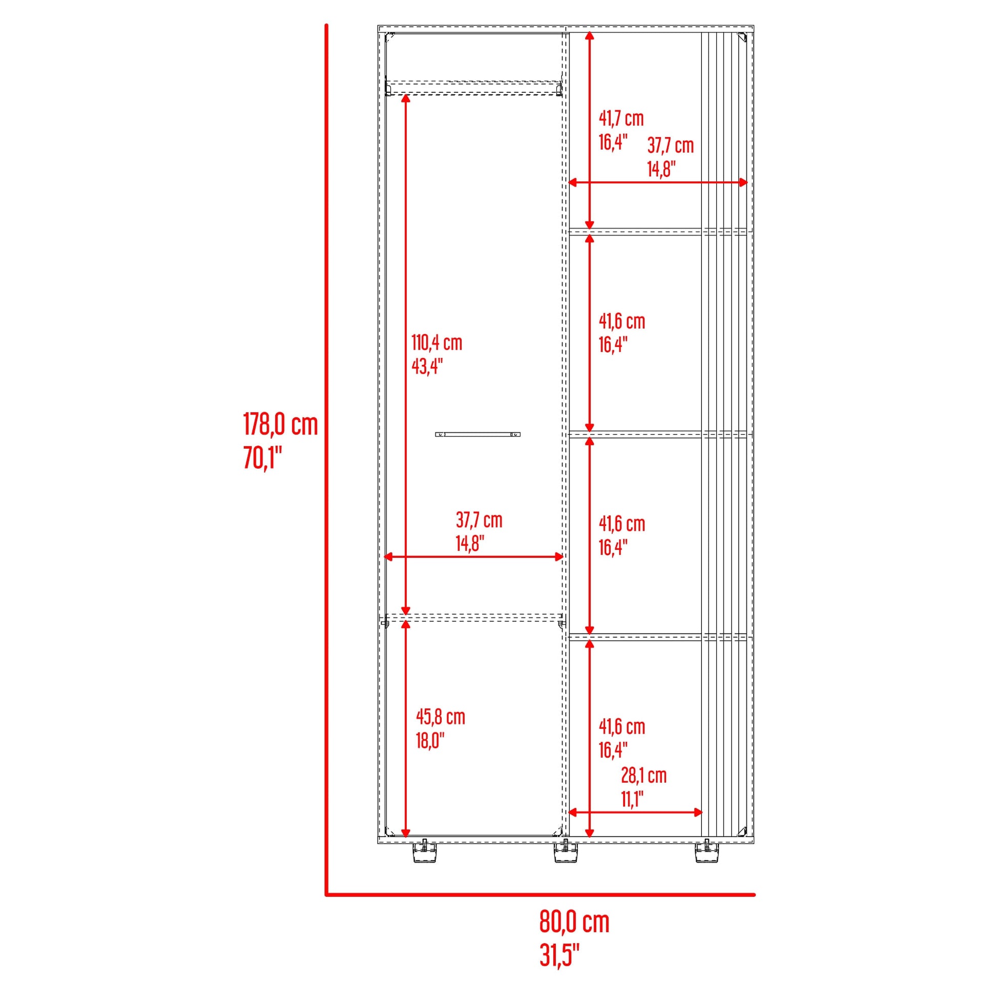 Closet Vance 178X80X52 Rta Fresno Eu Capri
