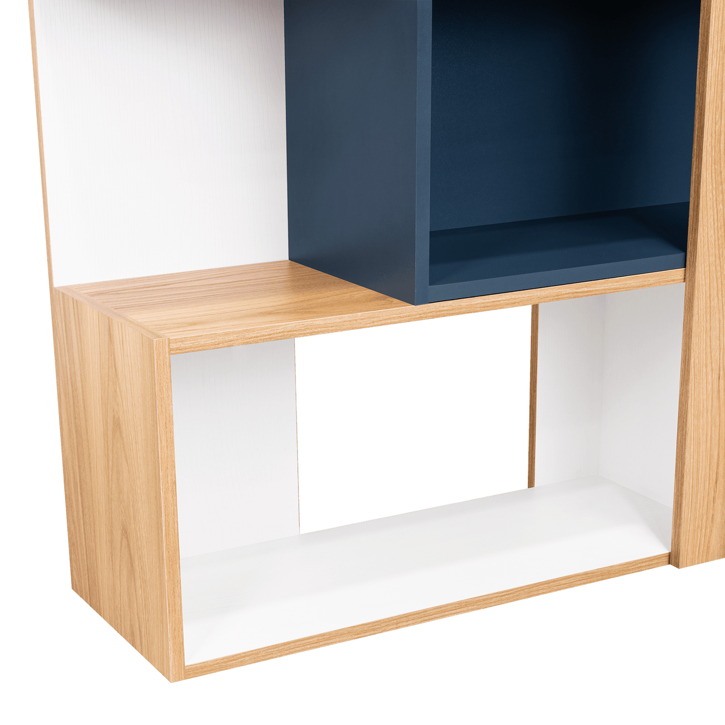 Biblioteca Beijing  161X70X28 Rta Fresno/Blanco + Azul