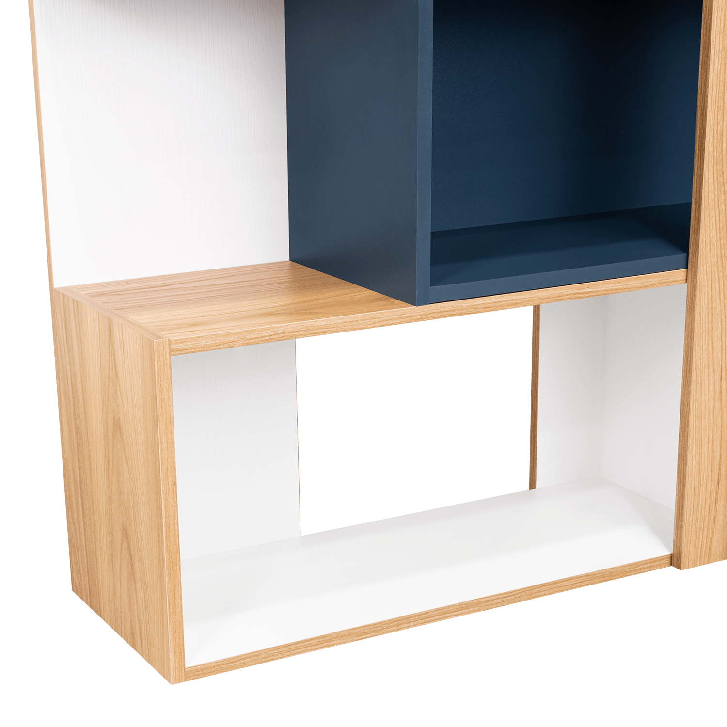 Biblioteca Beijing  161X70X28 Rta Fresno/Blanco + Azul