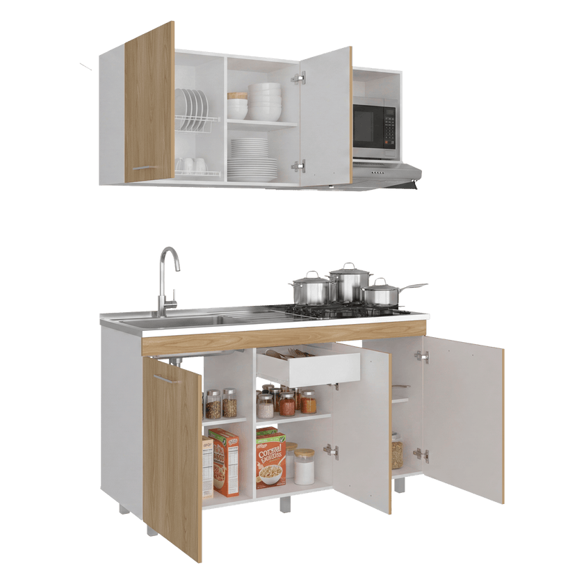Cocina Miro 150 Izquierdo 60X150X40 Rta Blanco Fresno