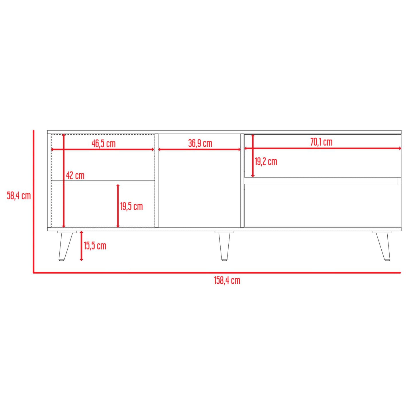 Rack Para Tv Salem 58X158X38 Rta Fresno Plomo
