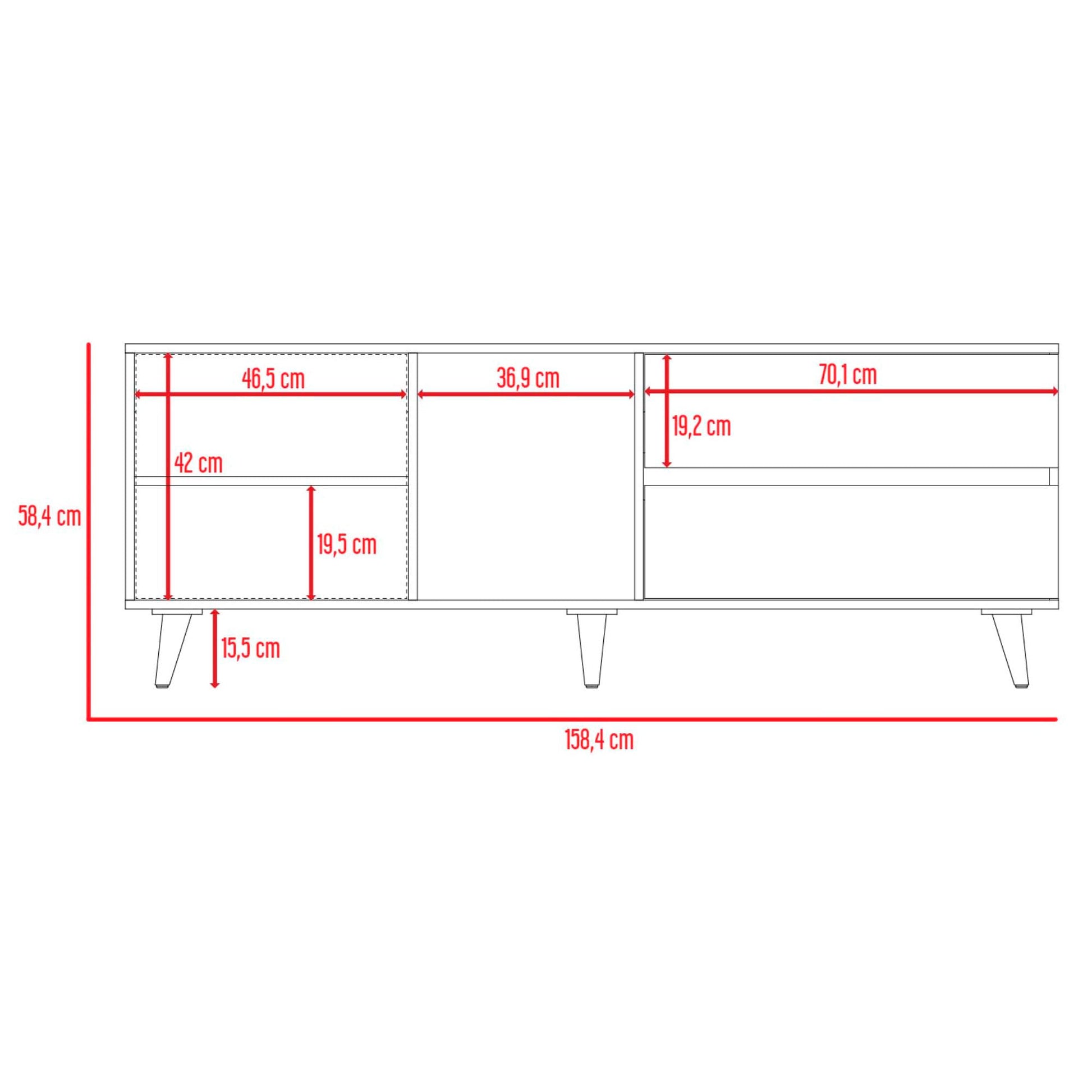 Rack Para Tv Salem 58X158X38 Rta Fresno Plomo