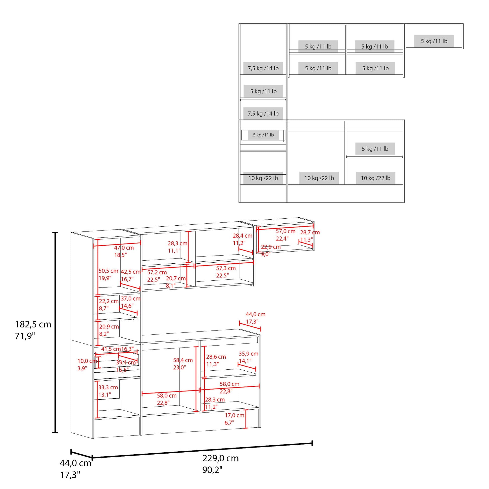 Cocina Dali 179X55X32 Rta Blanco Fresno Eu Zf