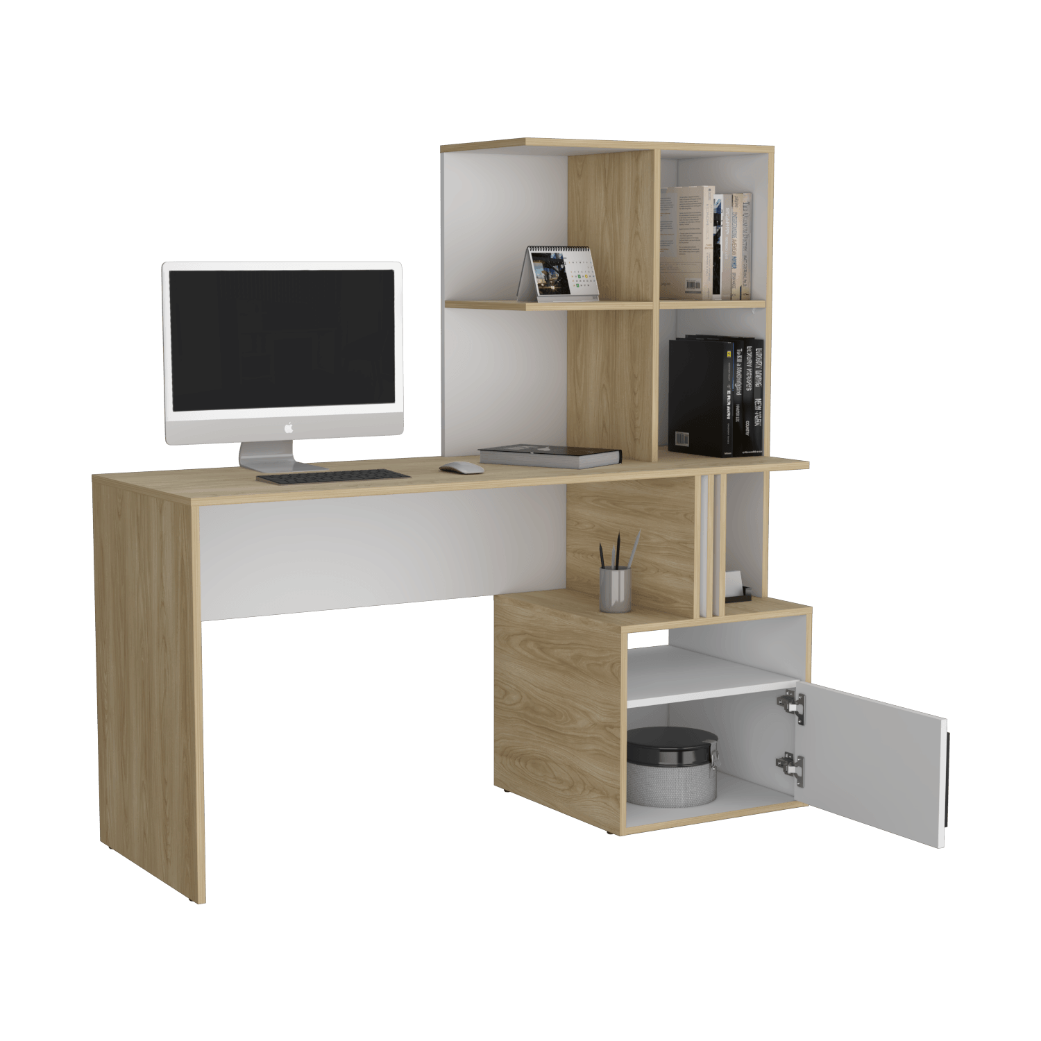 Escritorio Biblioteca Vance 140X140X50 Mainstays Fresno Blanco