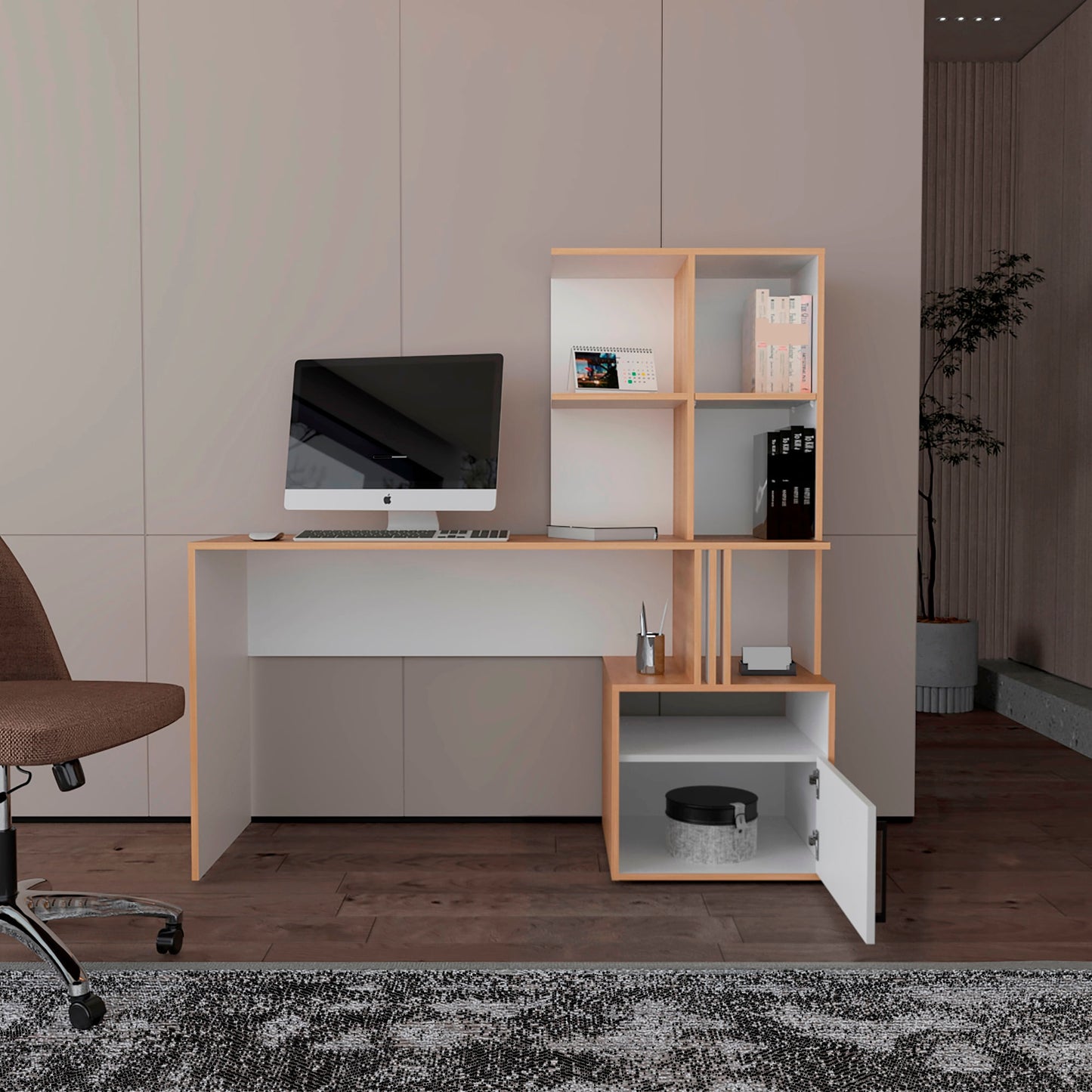 Escritorio Biblioteca Vance 140X140X50 Mainstays Fresno Blanco