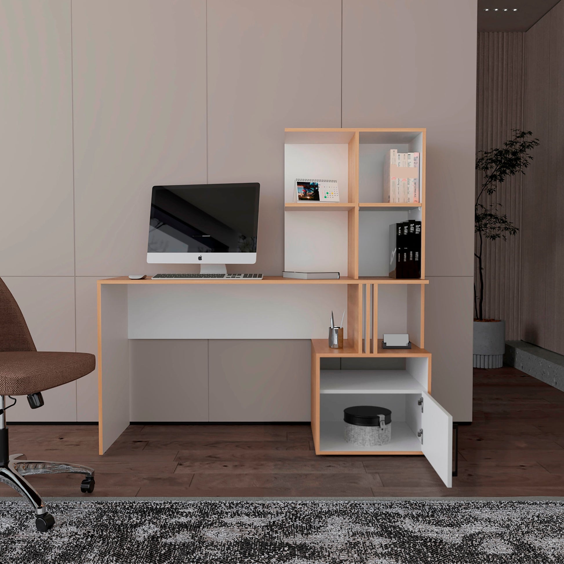 Escritorio Biblioteca Vance 140X140X50 Mainstays Fresno Blanco