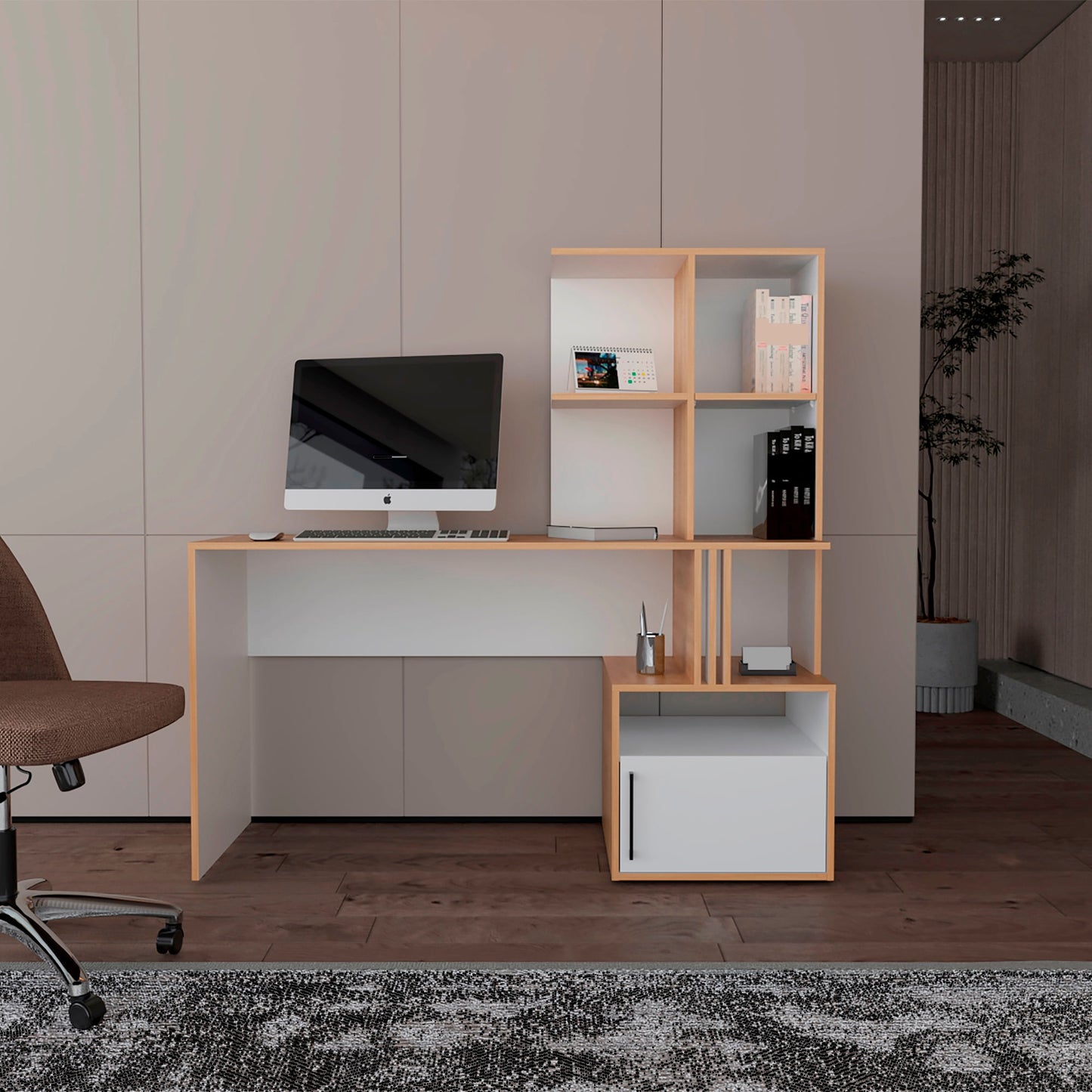 Escritorio Biblioteca Vance 140X140X50 Mainstays Fresno Blanco