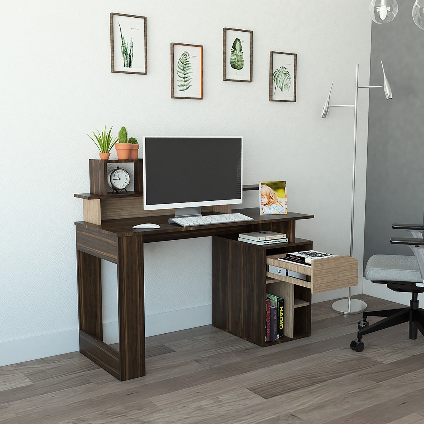 Escritorio Office 9 Rta Nogal + Miel