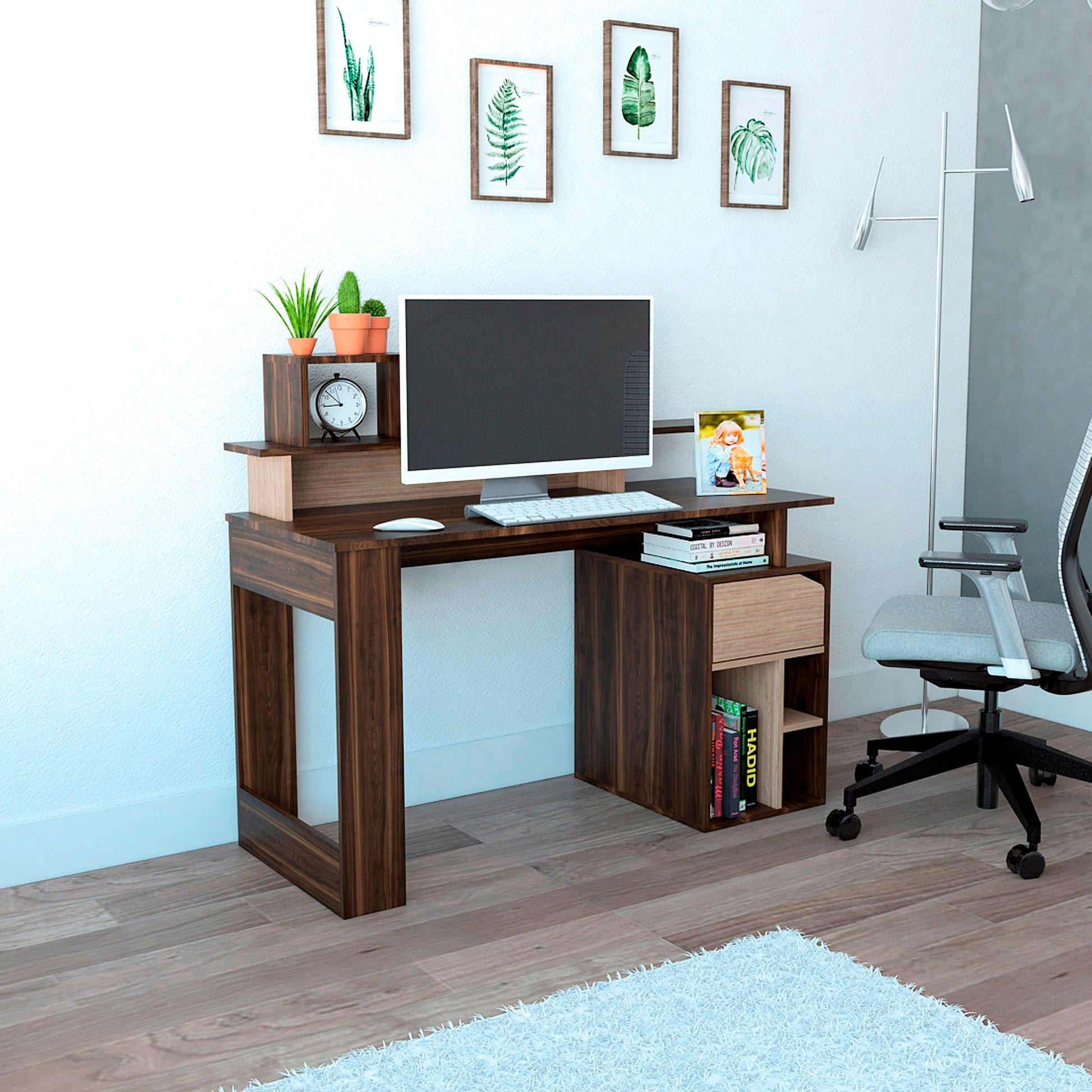 Escritorio Office 9 Rta Nogal + Miel