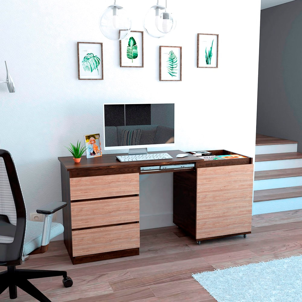 Escritorio Office 10 Rta Nogal Miel