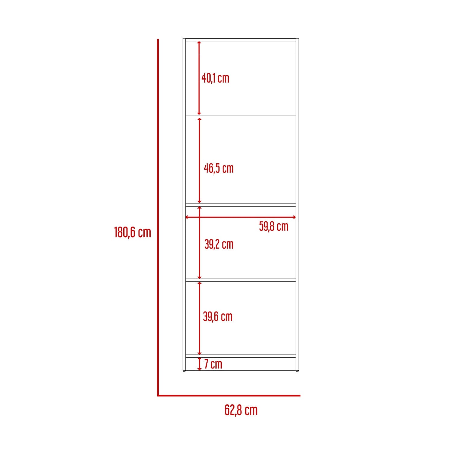 Estante Home E1 4 Espacios 180 X 62 Rta Blanco