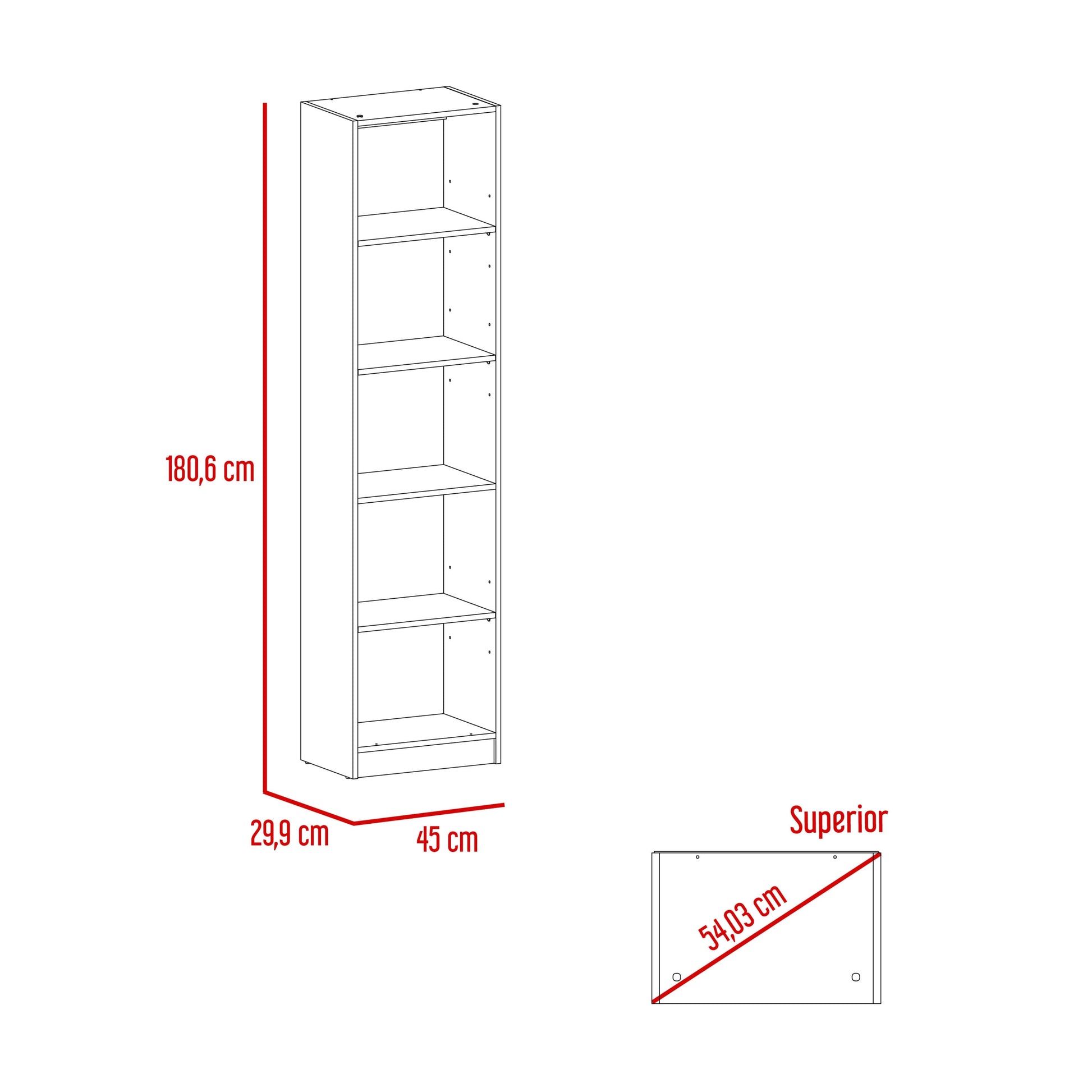Estante Home E2 5 Espacios 180 X 45 Rta Blanco