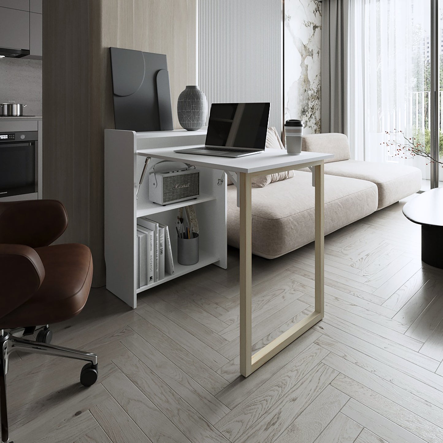 Escritorio Plegable Lesli 85X63X30 Rta Blanco
