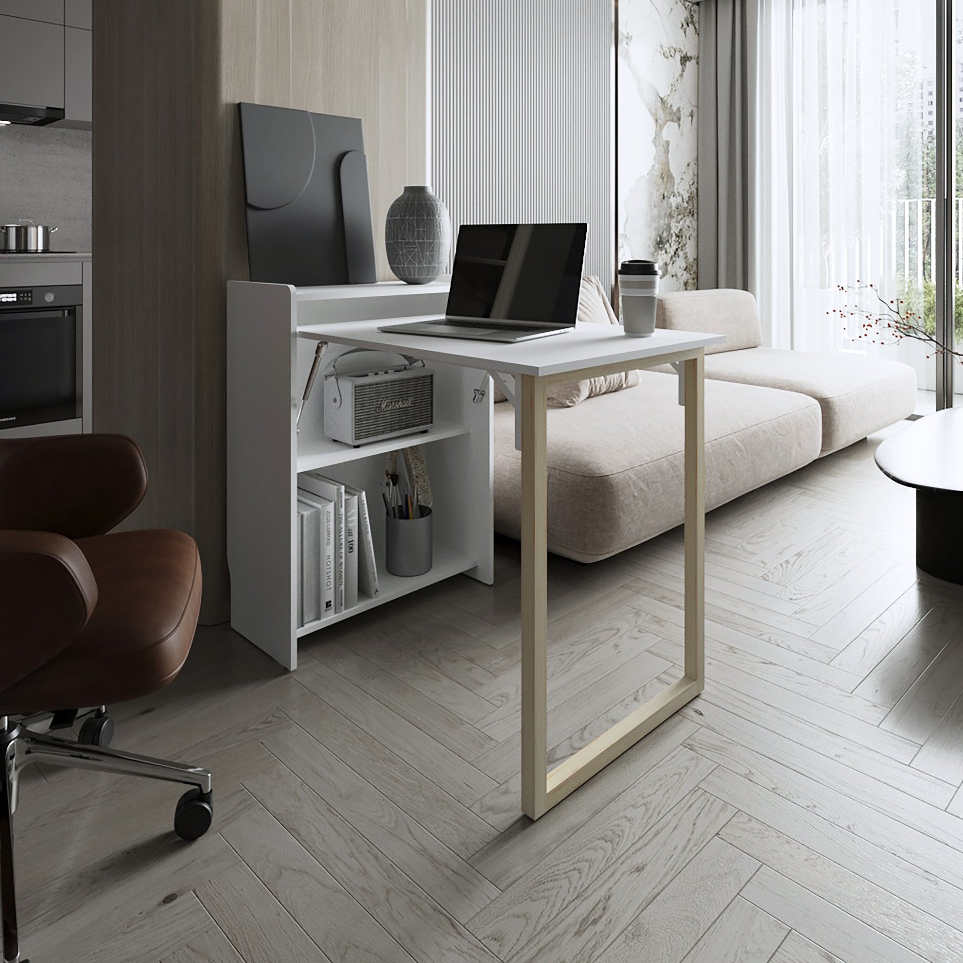 Escritorio Plegable Lesli 85X63X30 Rta Blanco