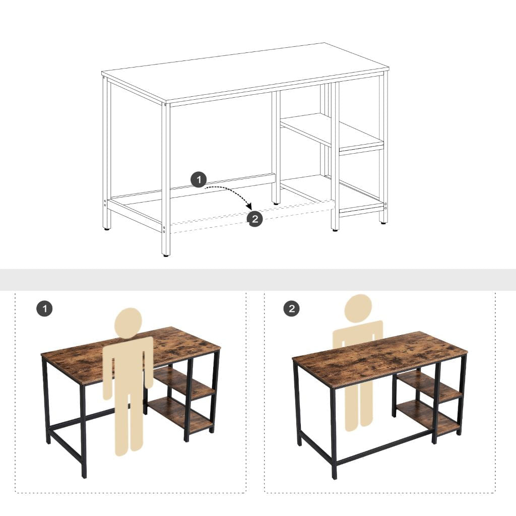 Escritorio Metalico 75 X 120 X 60 Café Rustico