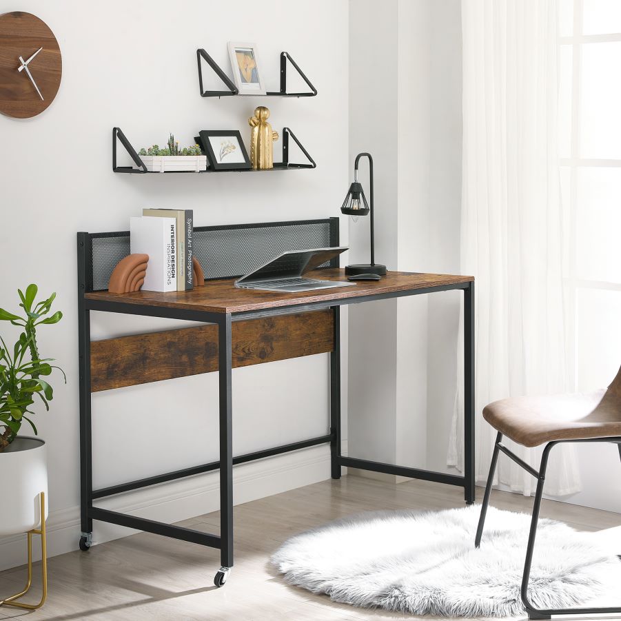 Escritorio Metalico 60 X 120 X 94 Café Rustico