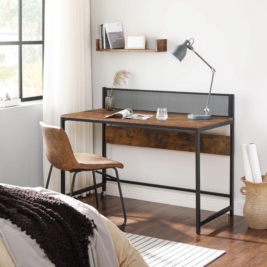 Escritorio Metalico 60 X 120 X 94 Café Rustico