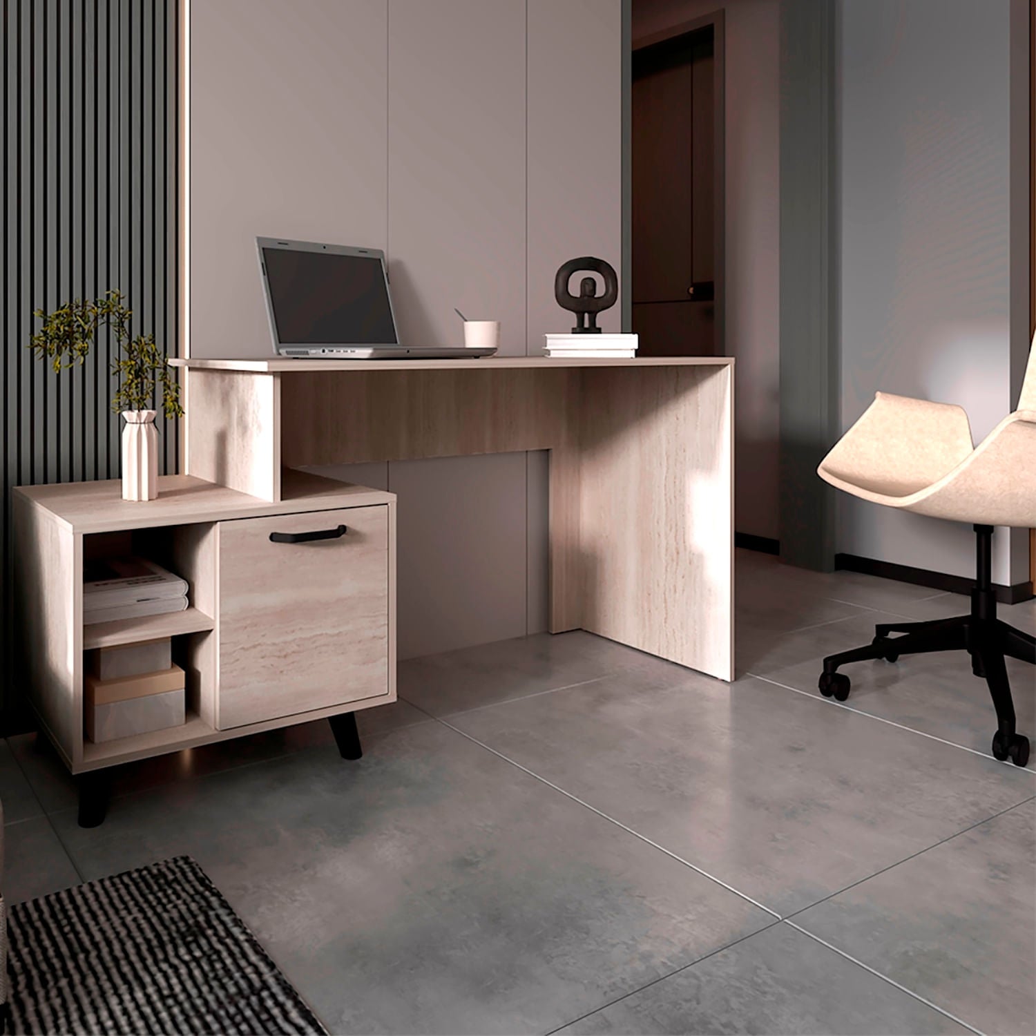 Escritorio Leira 150 1Puerta  75X151 Rta Tivoli Blanco