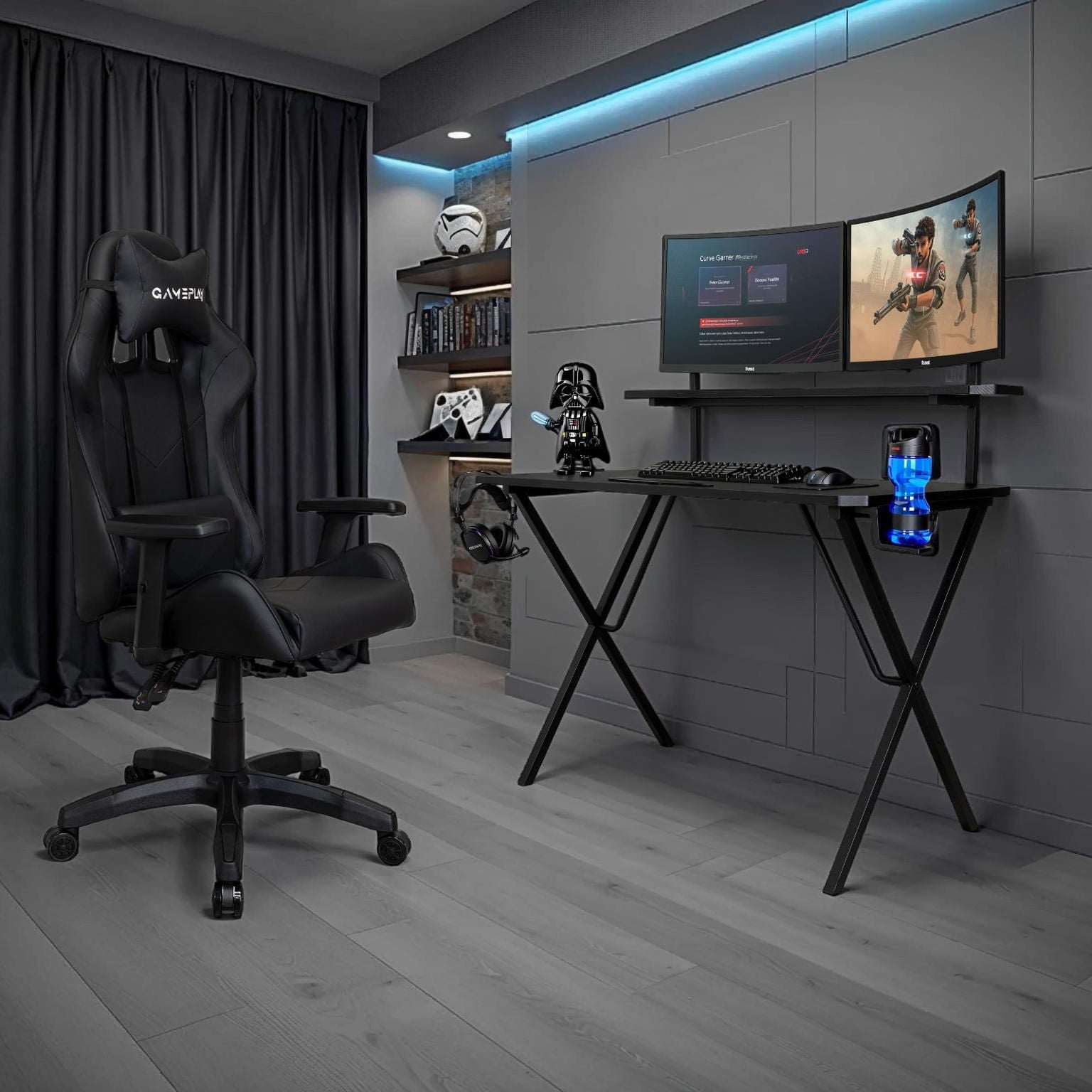 Escritorio Gamer Black 110X55X95 Rta Negro