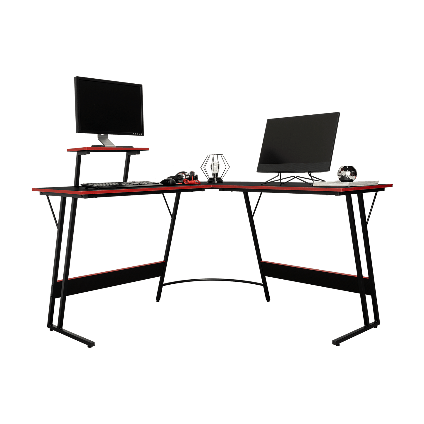 Escritorio En L Gamer Red 130X130X75 Rta Negro Rojo