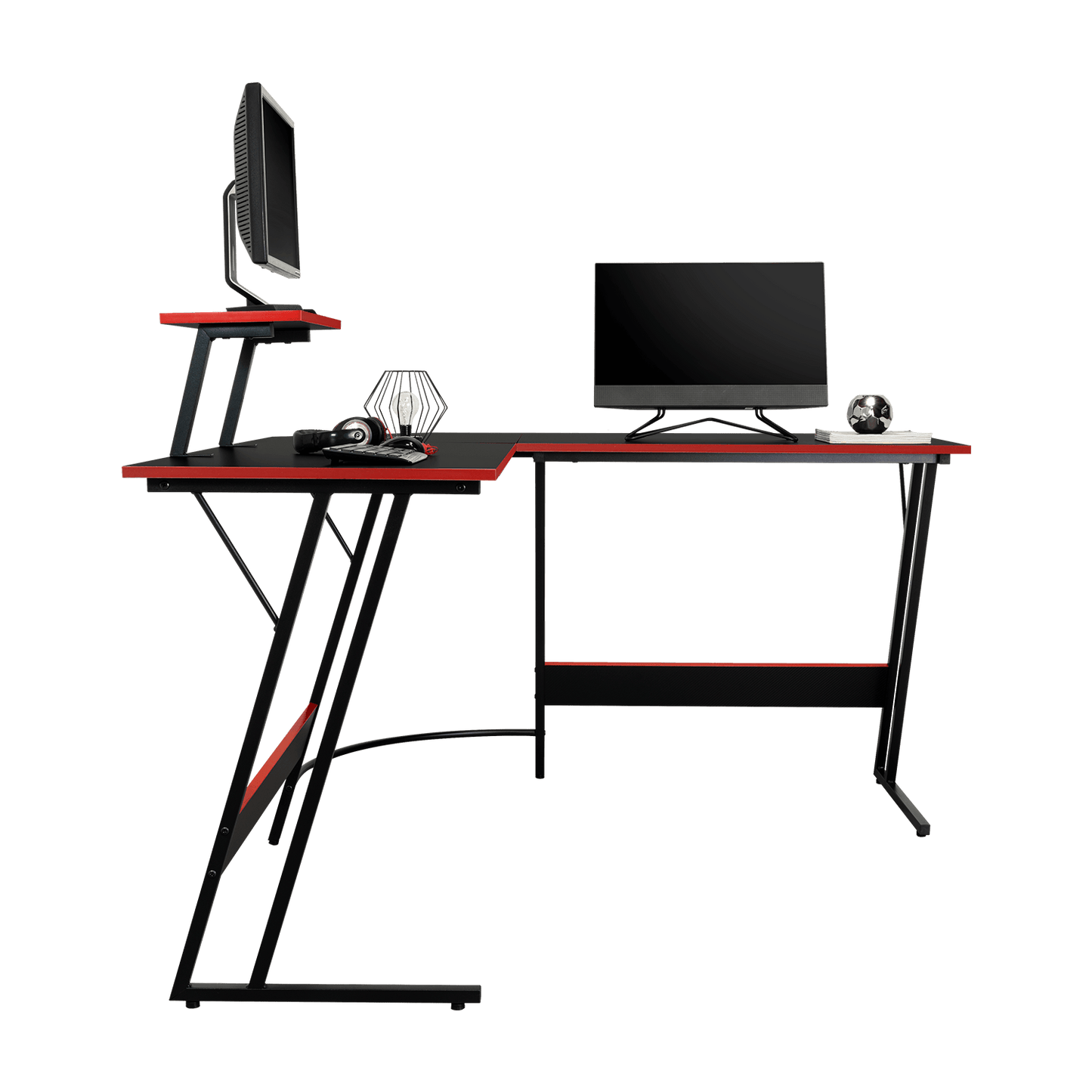 Escritorio En L Gamer Red 130X130X75 Rta Negro Rojo