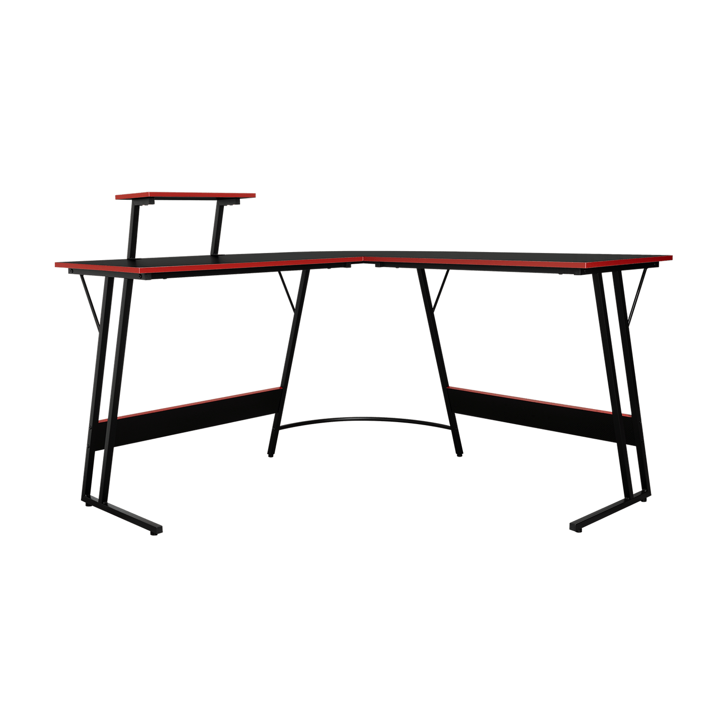 Escritorio En L Gamer Red 130X130X75 Rta Negro Rojo